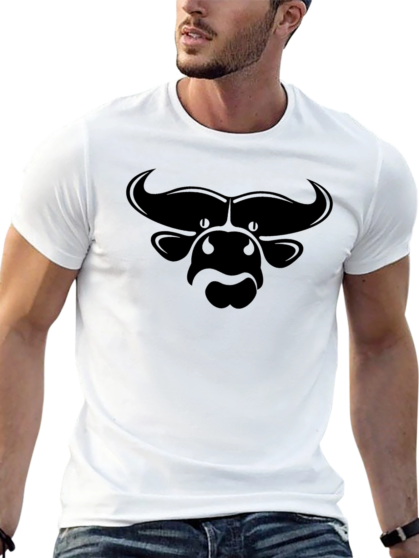 Bull Silhouette Graphic Tee - Stylish Mens Black T-Shirt