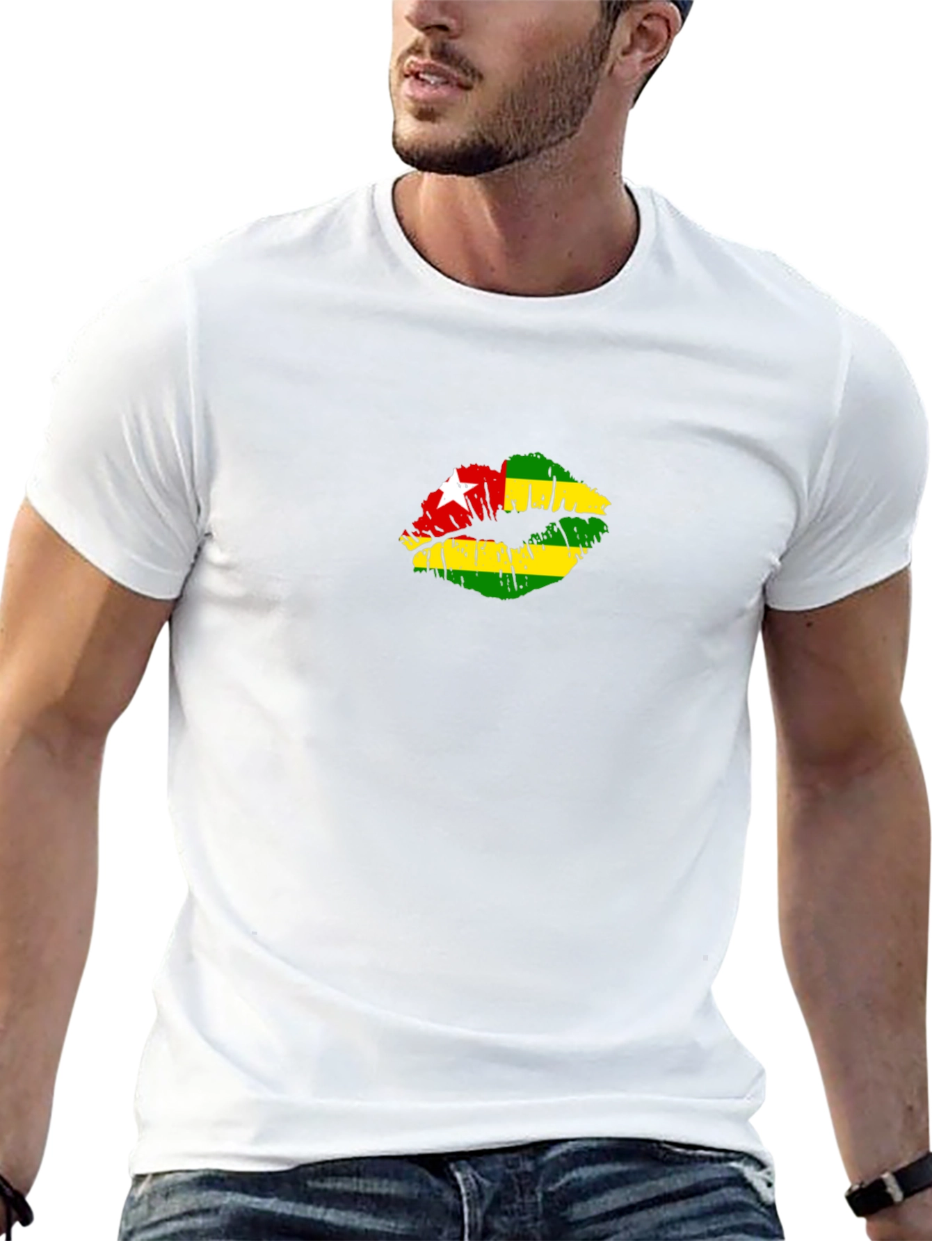 Togo Flag Lips Black T-Shirt
