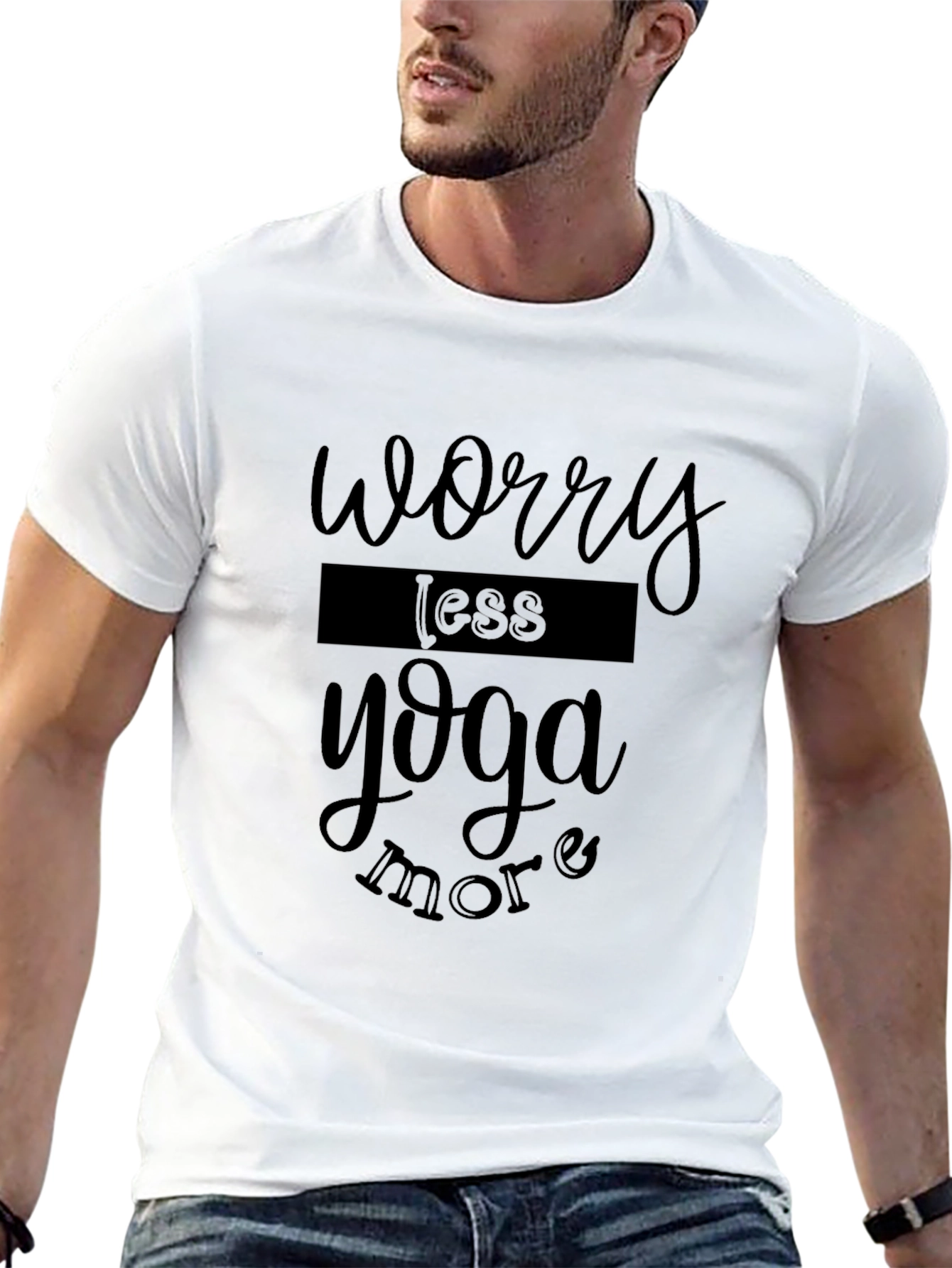 Worry Less Yoga More Black Graphic T-Shirt