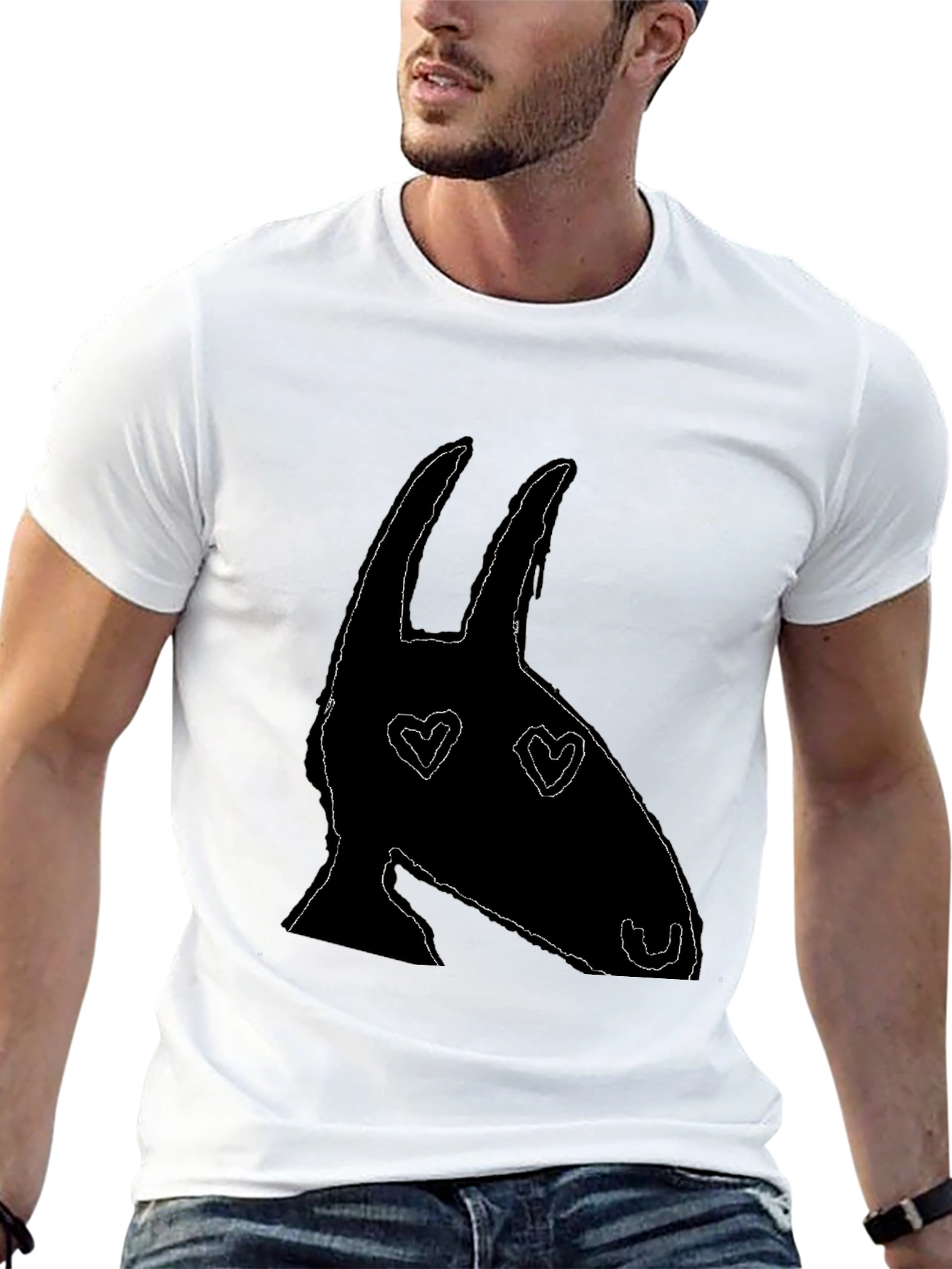 Heart Eyes Animal Silhouette Black Graphic Tee