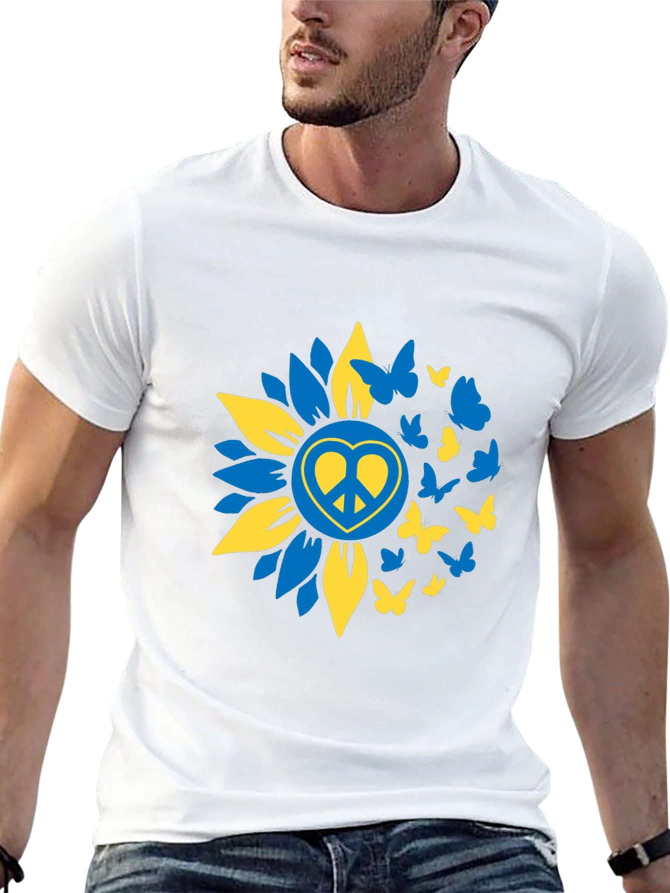 Peace Sunflower Ukraine Butterfly T-Shirt