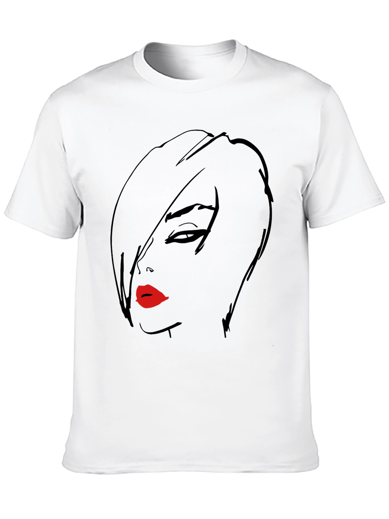 Bold Graphic Tee - Womans Face with Red Lips