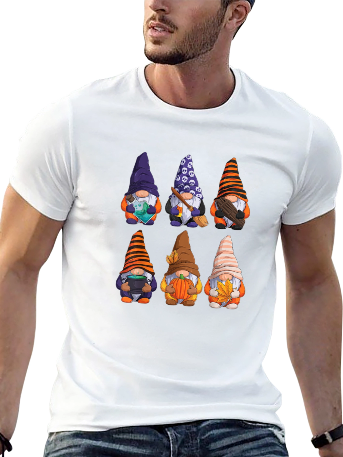 Halloween Gnomes Graphic T-Shirt - Festive Fall Apparel