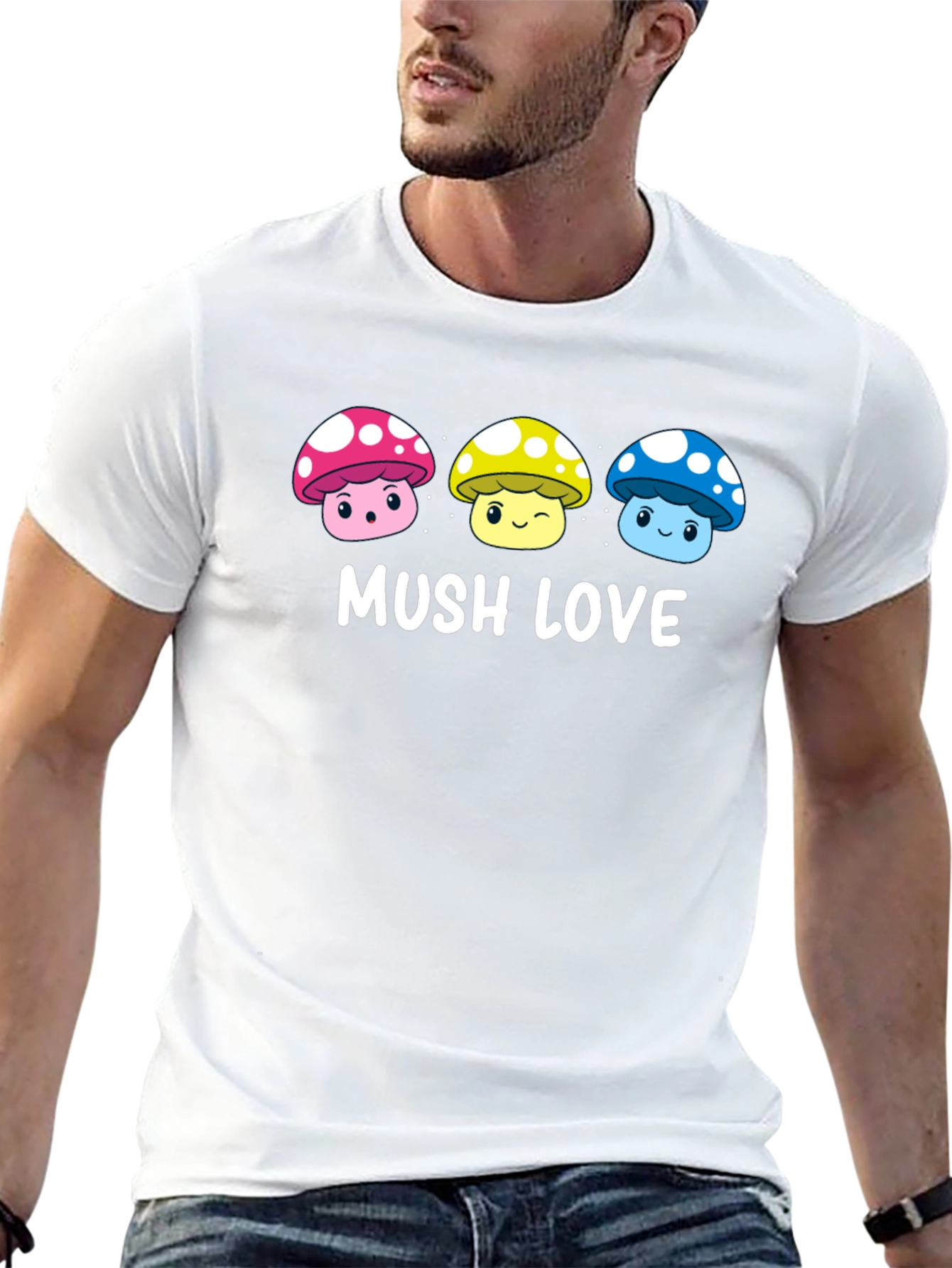 Mushroom Love Graphic T-Shirt - Cute Kawaii Design