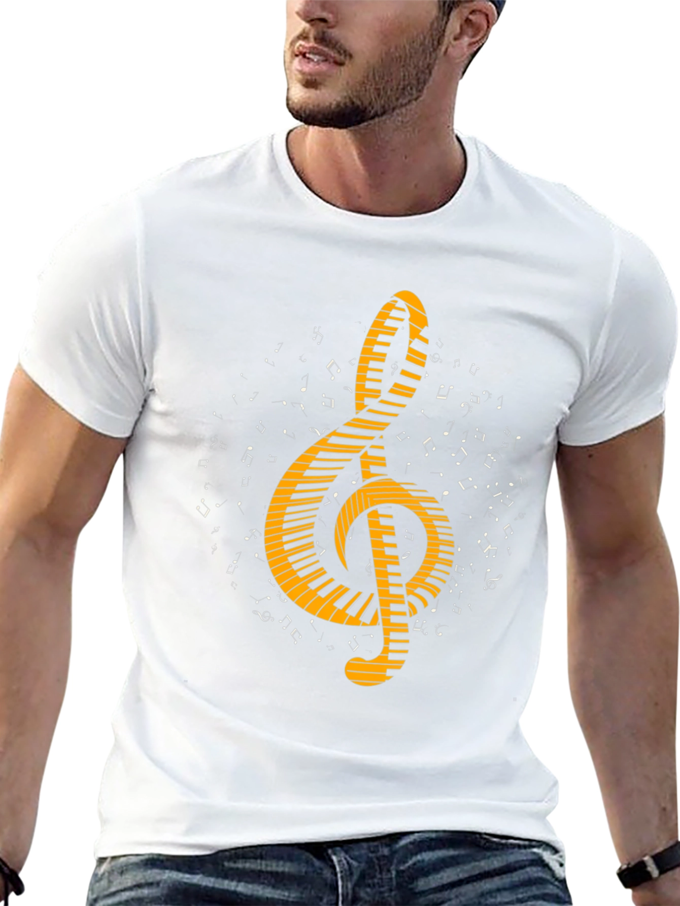 Musical Treble Clef Keyboard Graphic Tee