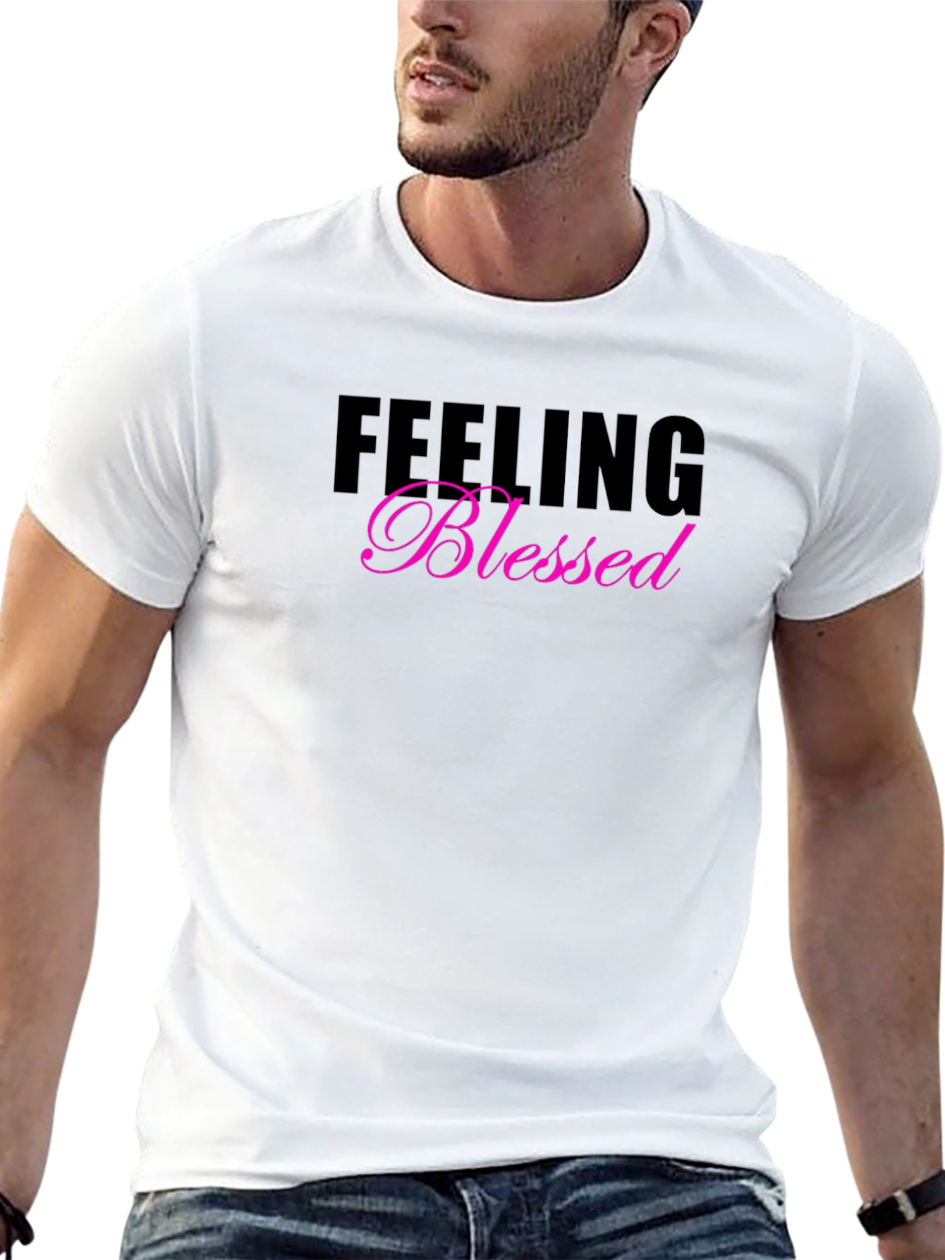 Feeling Blessed Graphic Tee - Black Casual T-Shirt