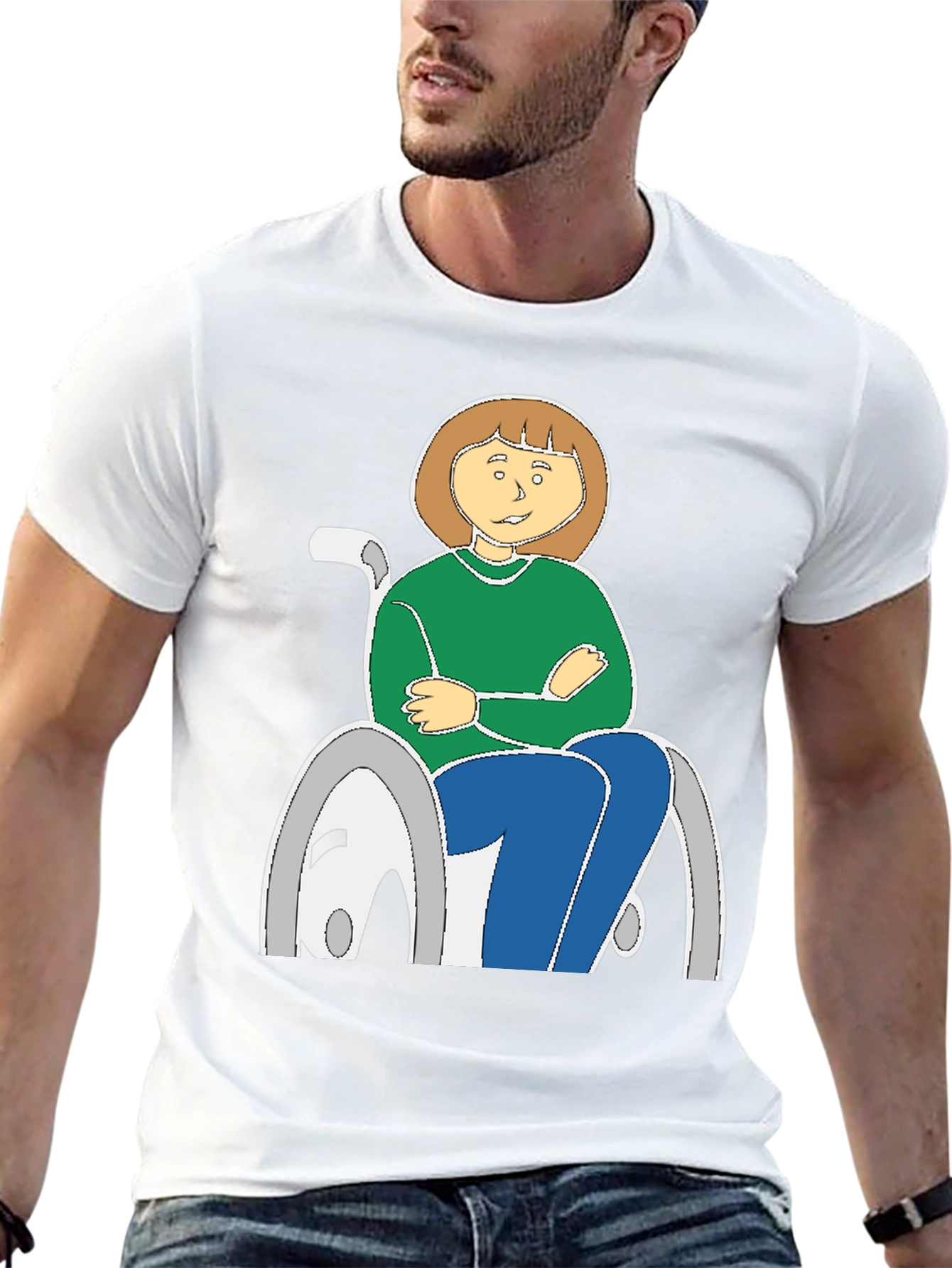Cartoon Woman in Wheelchair T-Shirt