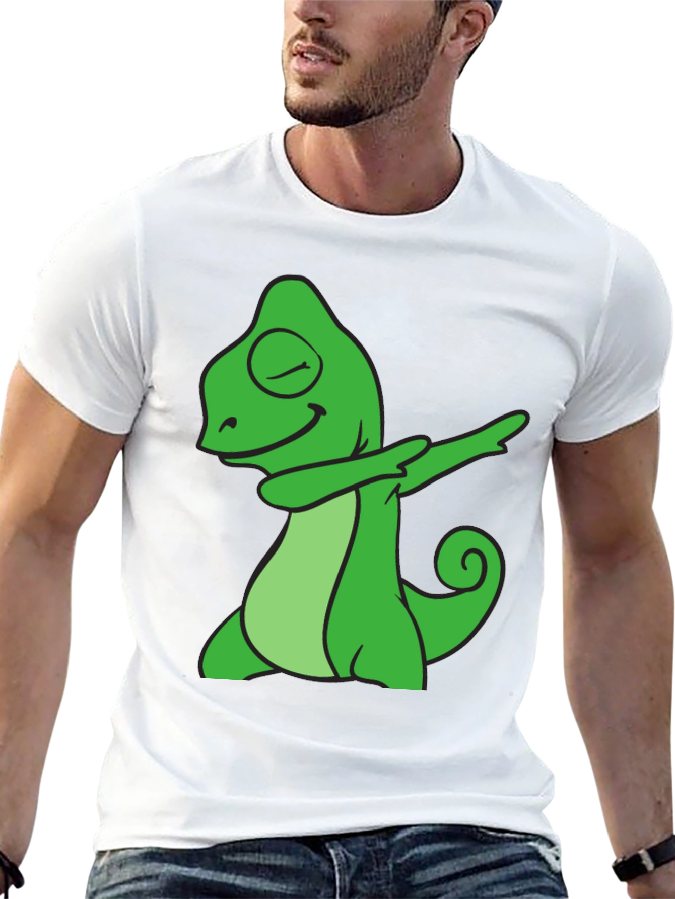 Dabbing Chameleon Graphic Tee - Cool Animal T-Shirt