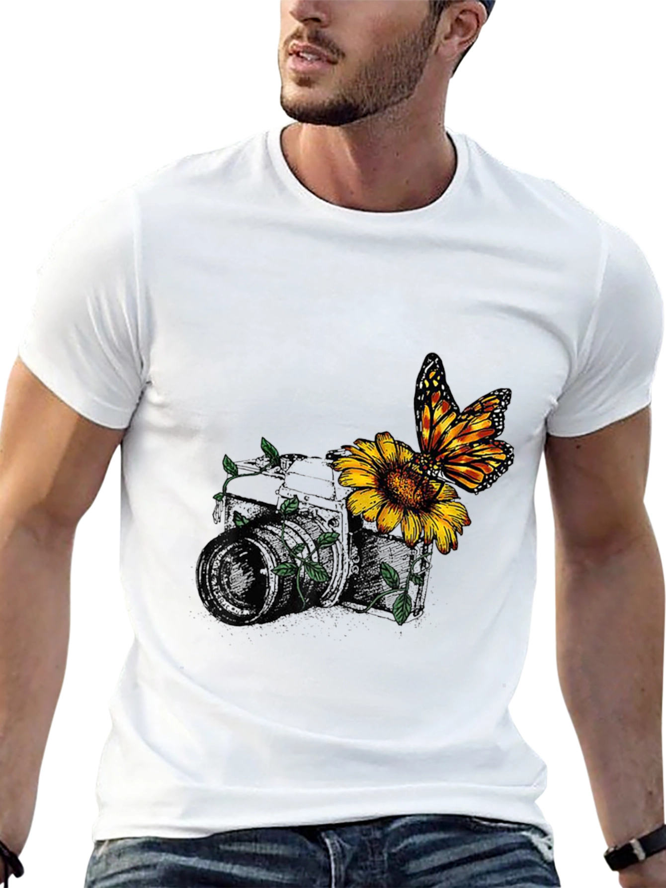 Nature-Inspired Camera Graphic Tee