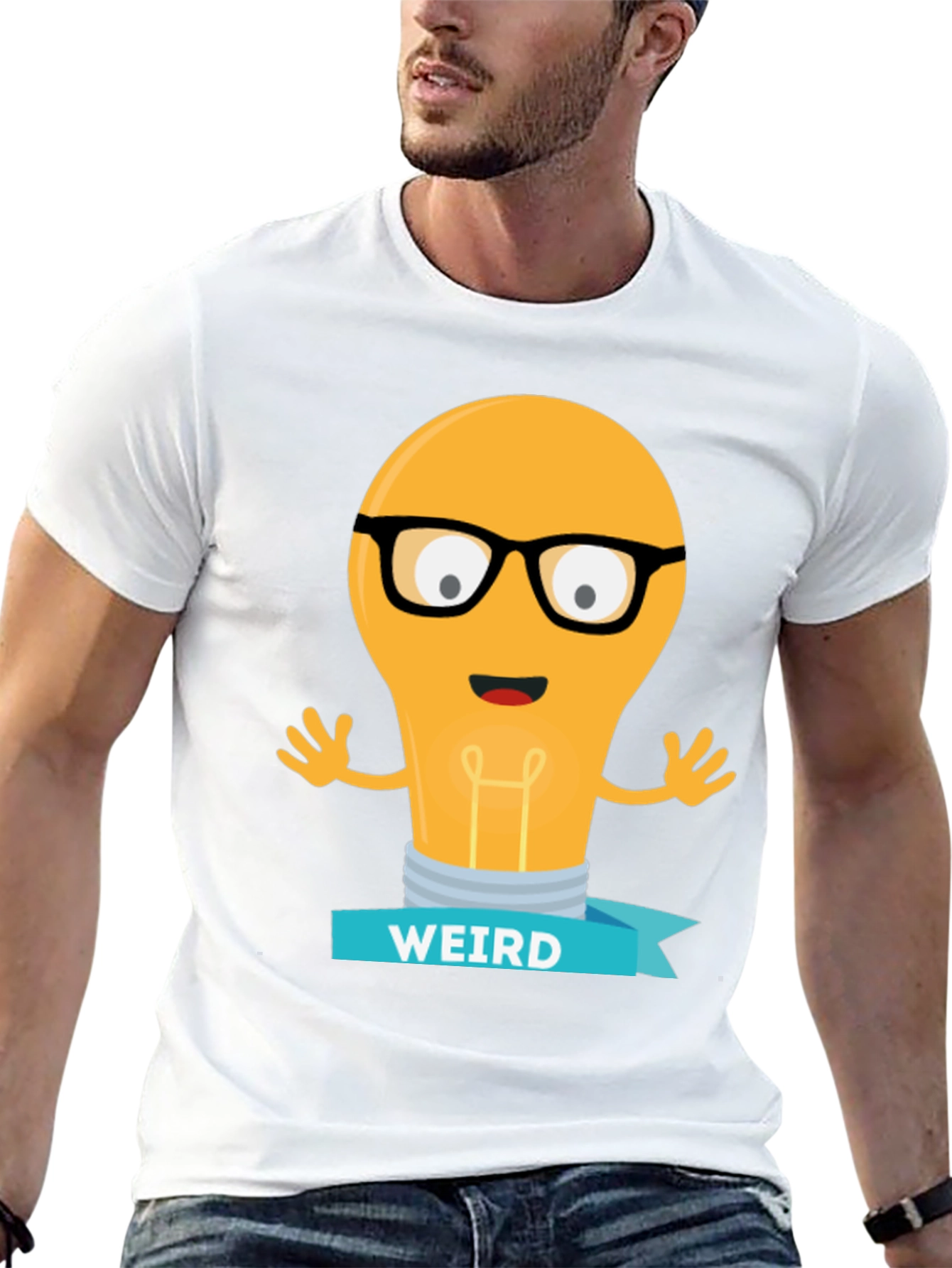 Weird Light Bulb Graphic Tee - Black Cotton T-Shirt