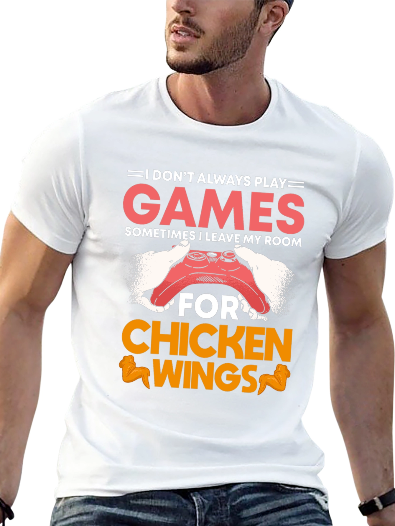 Gamer Chicken Wings Black Graphic T-Shirt