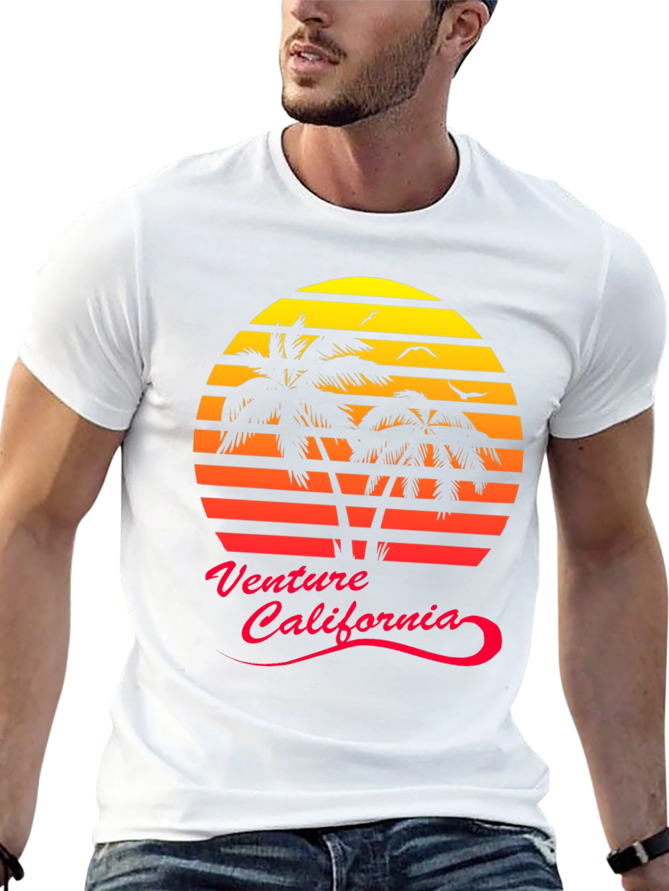 Venture California Sunset Palm Tree Graphic Tee