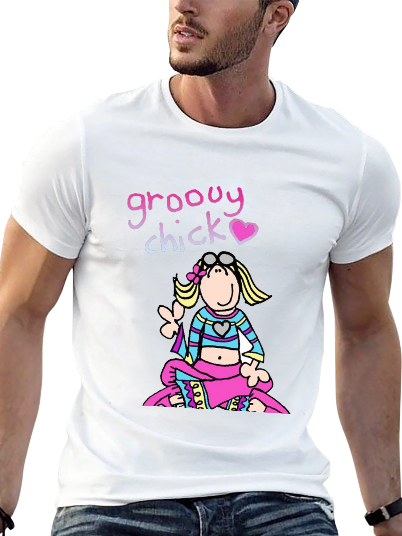 Groovy Chick T-Shirt - Retro Hippie Cartoon Tee