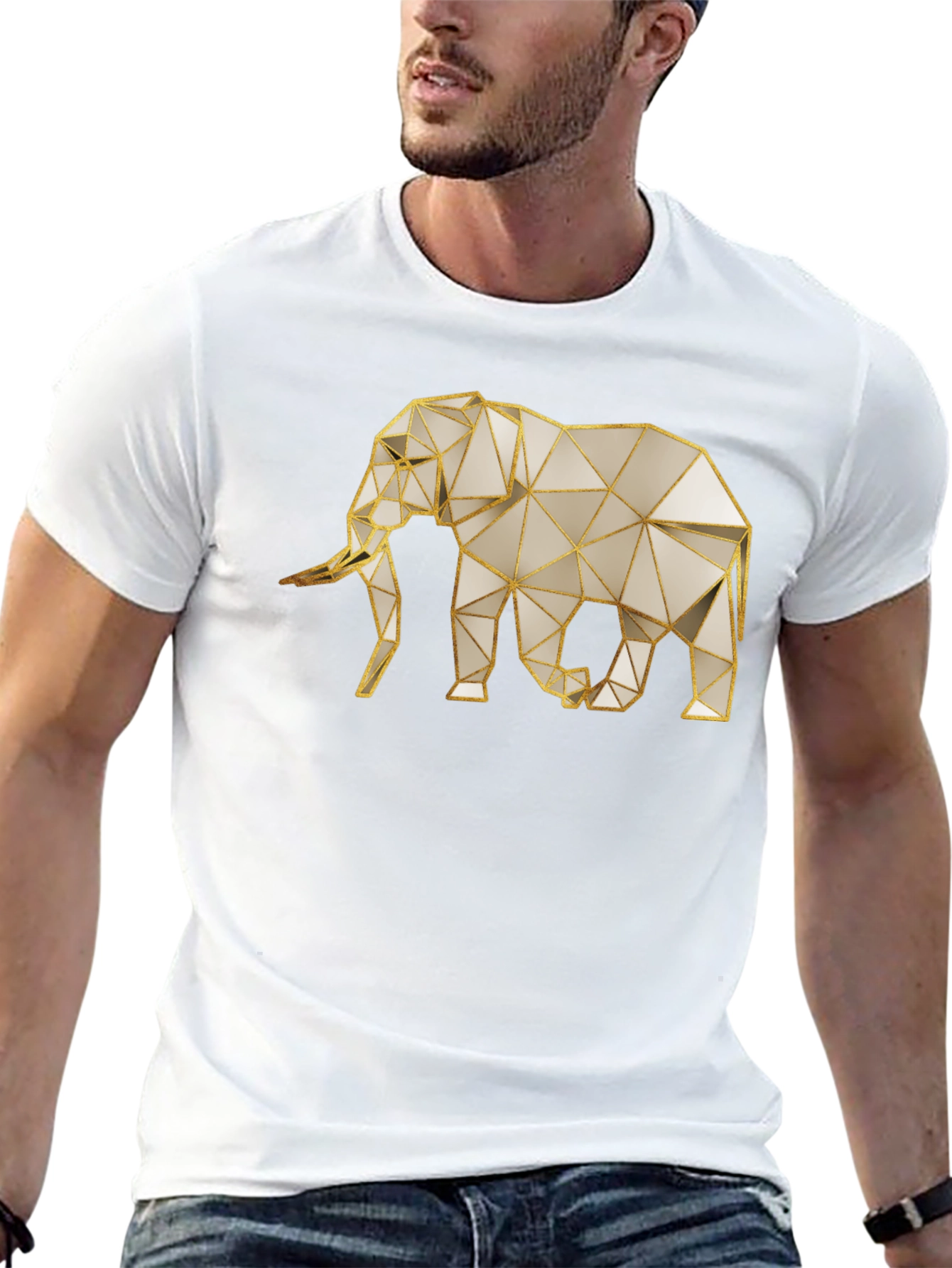Geometric Elephant Graphic Tee - Modern Animal Print Shirt
