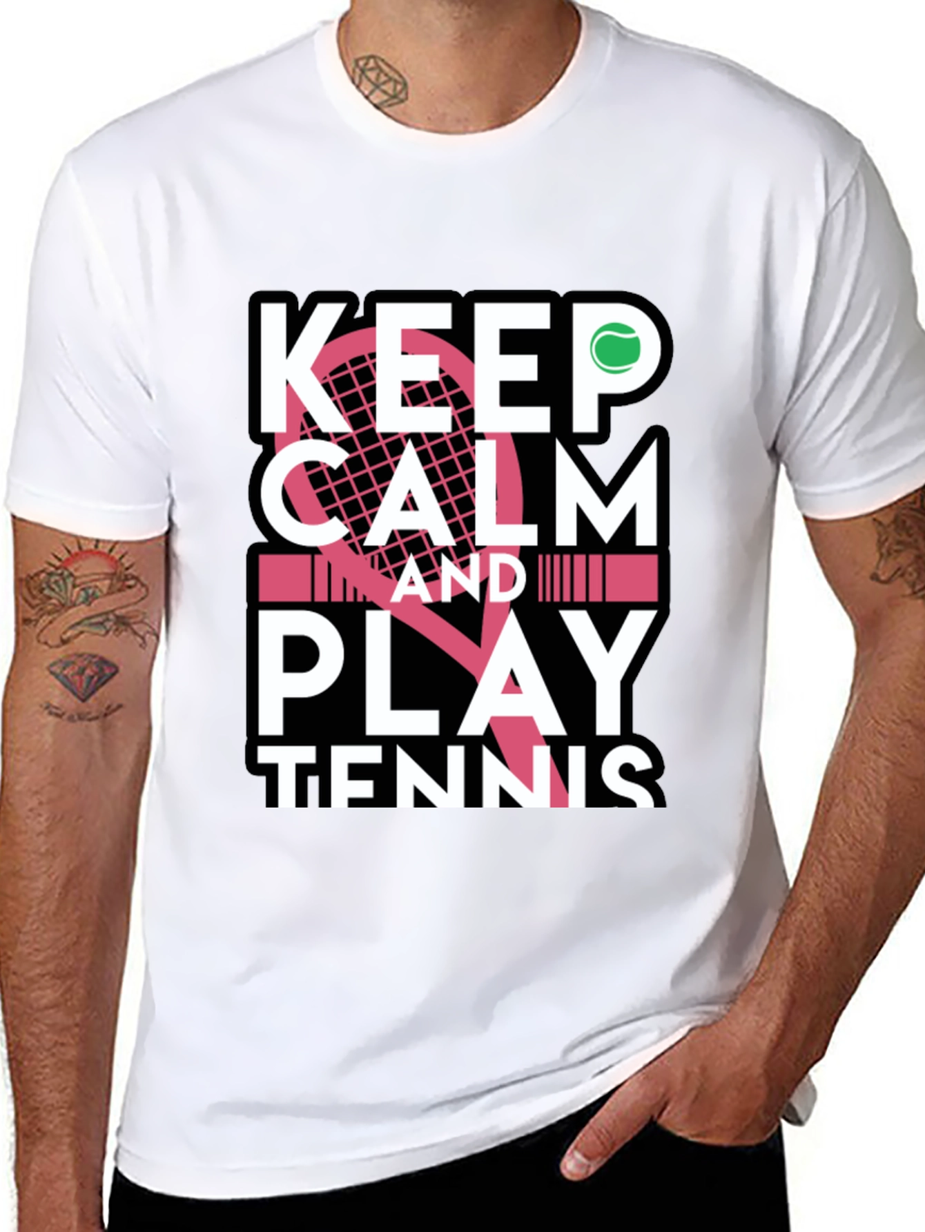 Keep Calm and Play Tennis Graphic T-Shirt