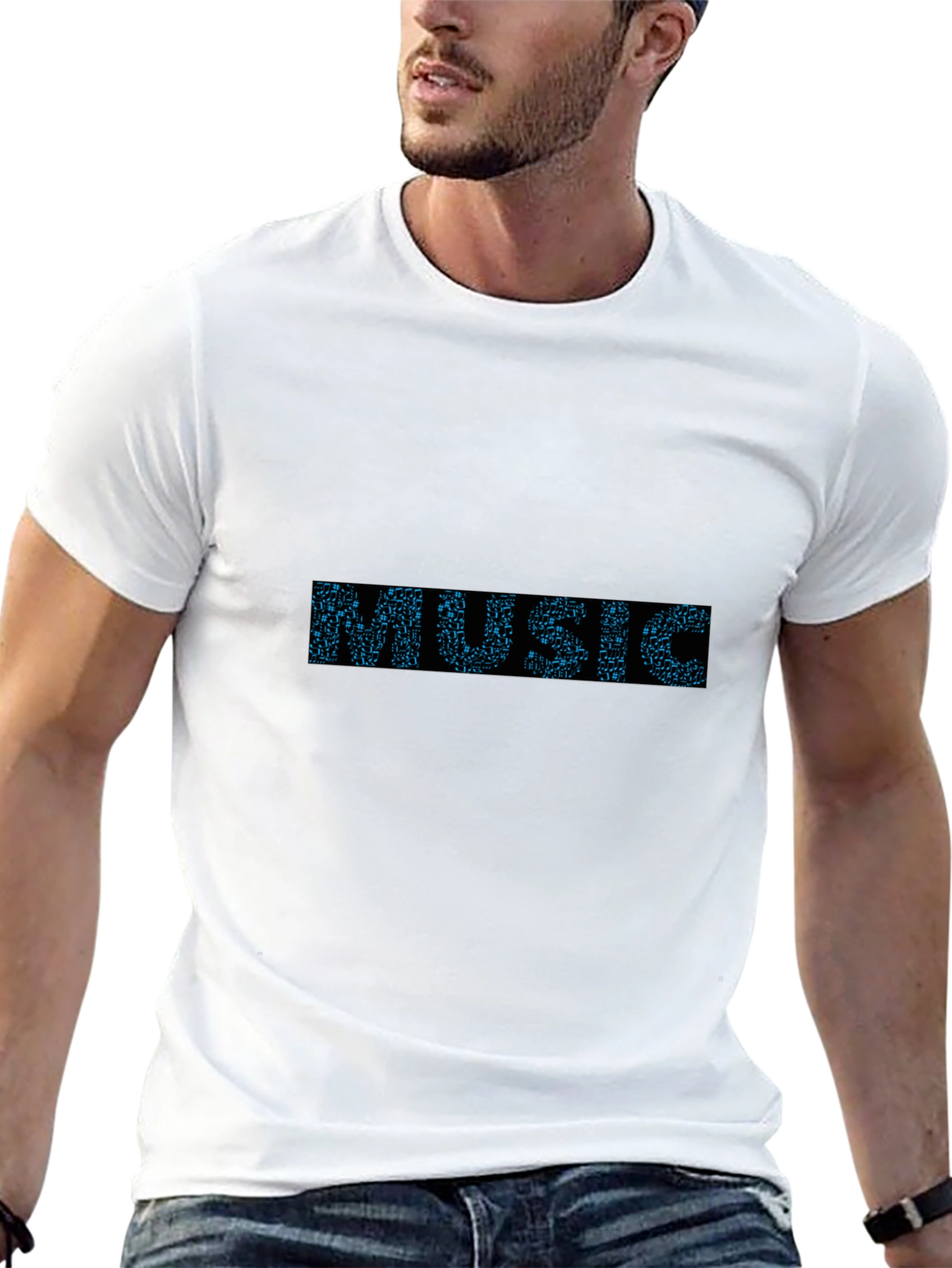 Music Graphic Print Black T-Shirt