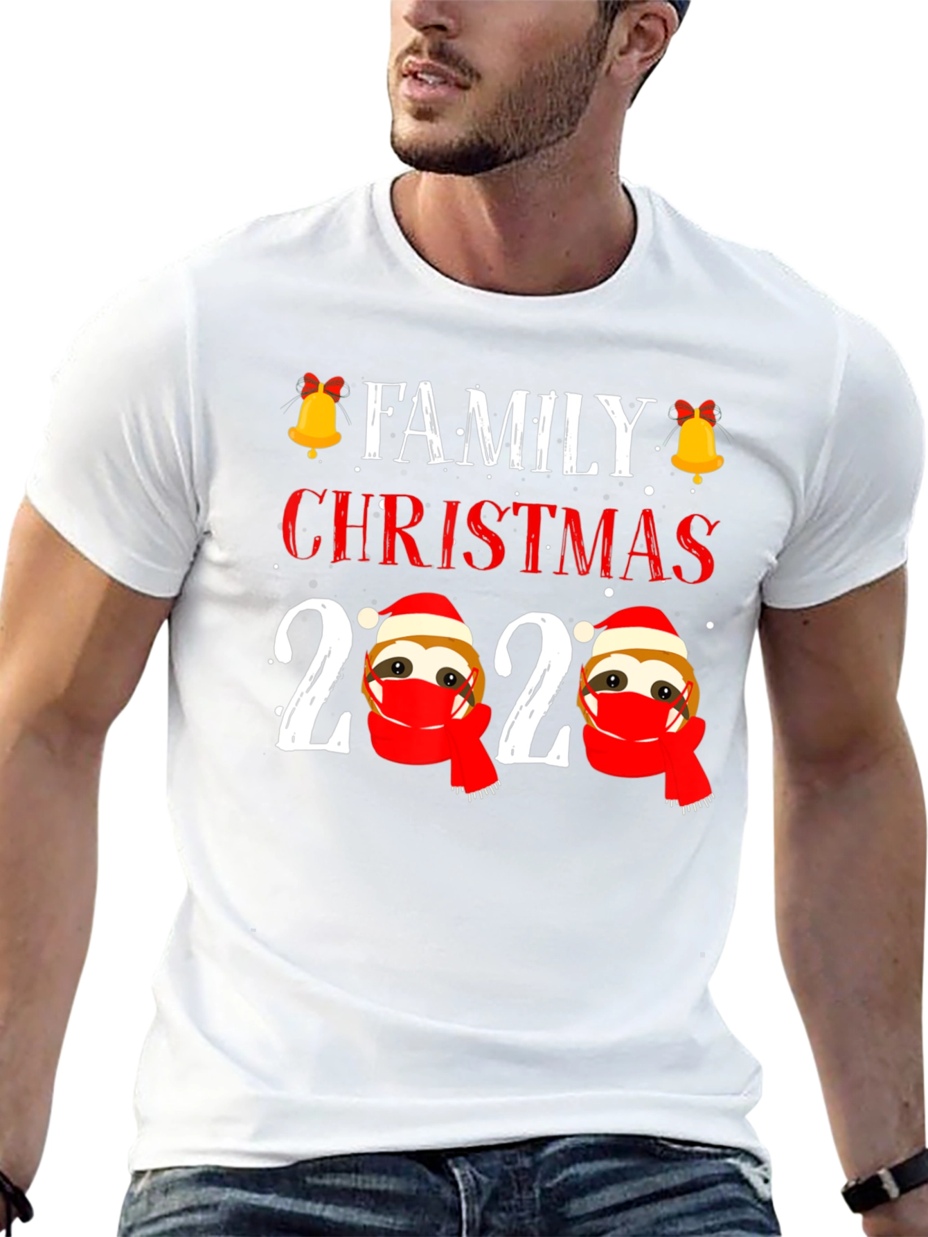 Family Christmas 2020 Sloth Face Mask T-Shirt