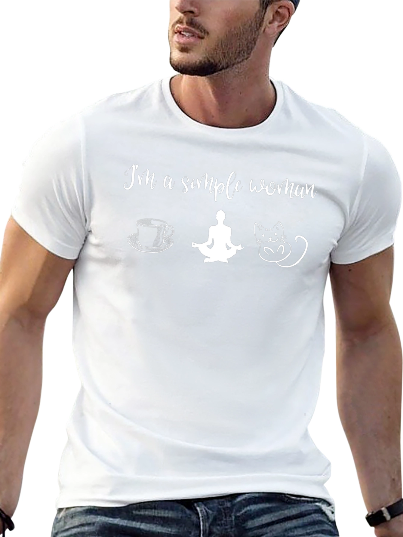 Simple Woman T-Shirt - Coffee Yoga Cat