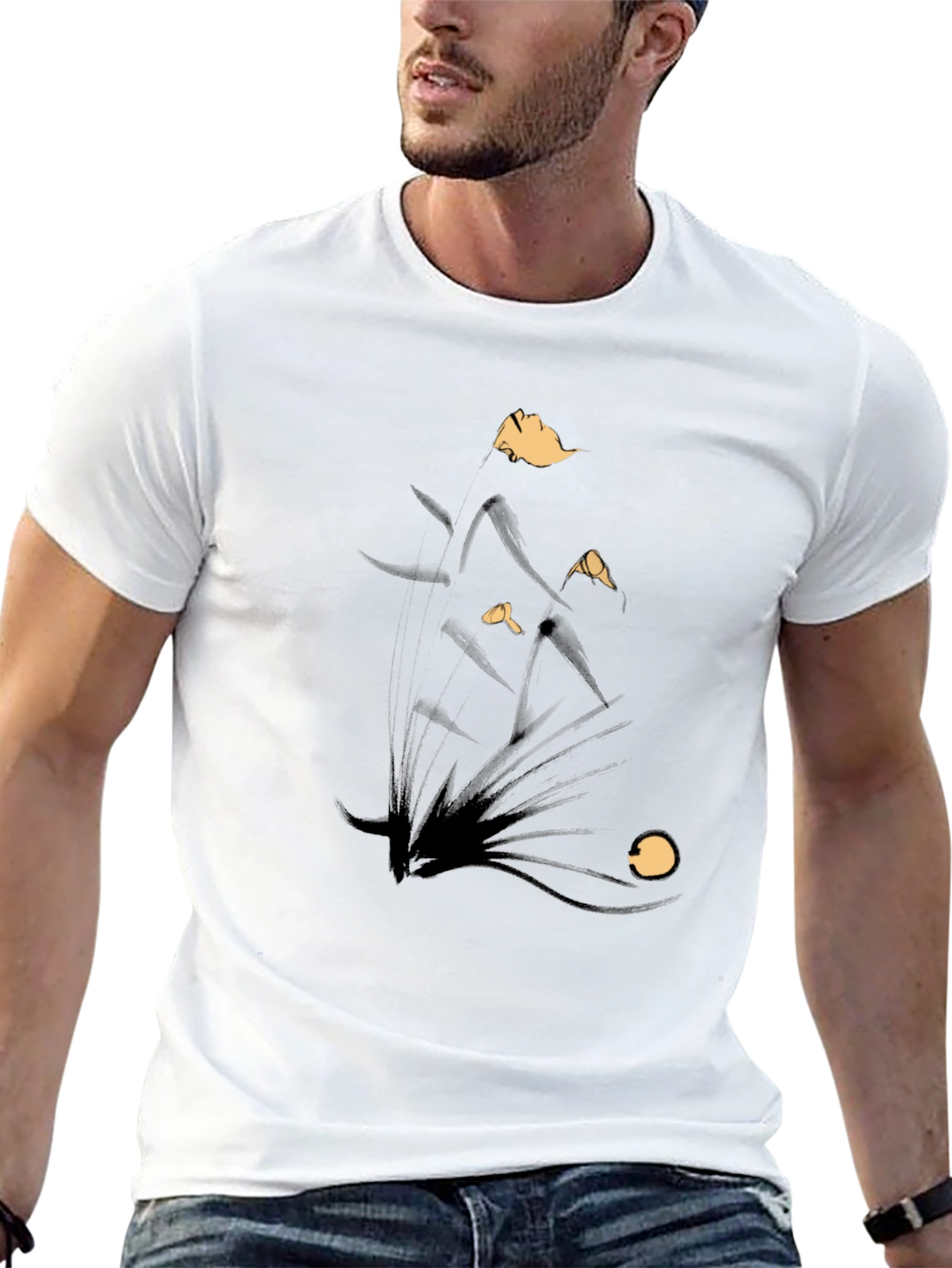 Abstract Black Graphic Tee for Men