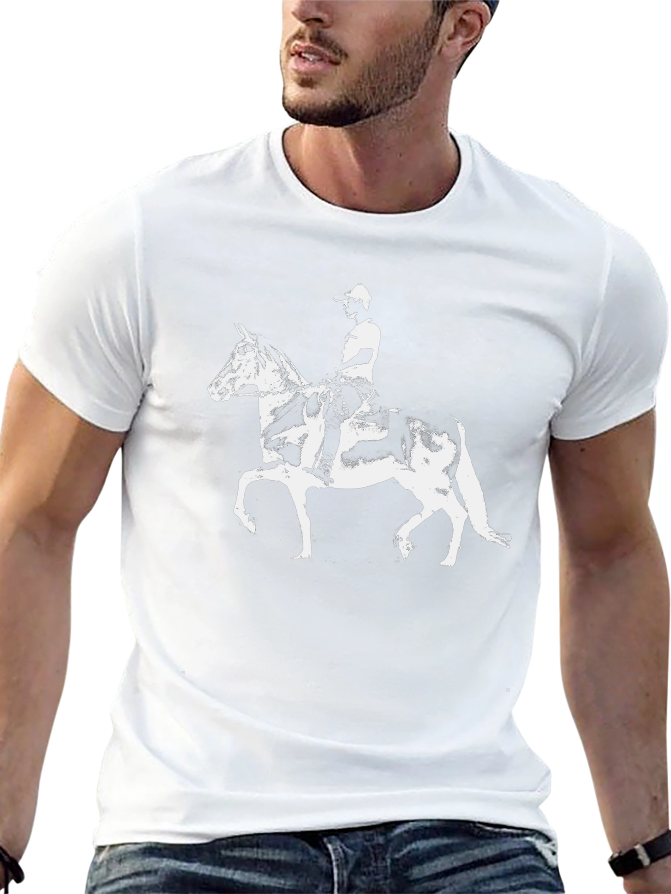 Horse Rider Graphic Tee - Black Cotton Blend