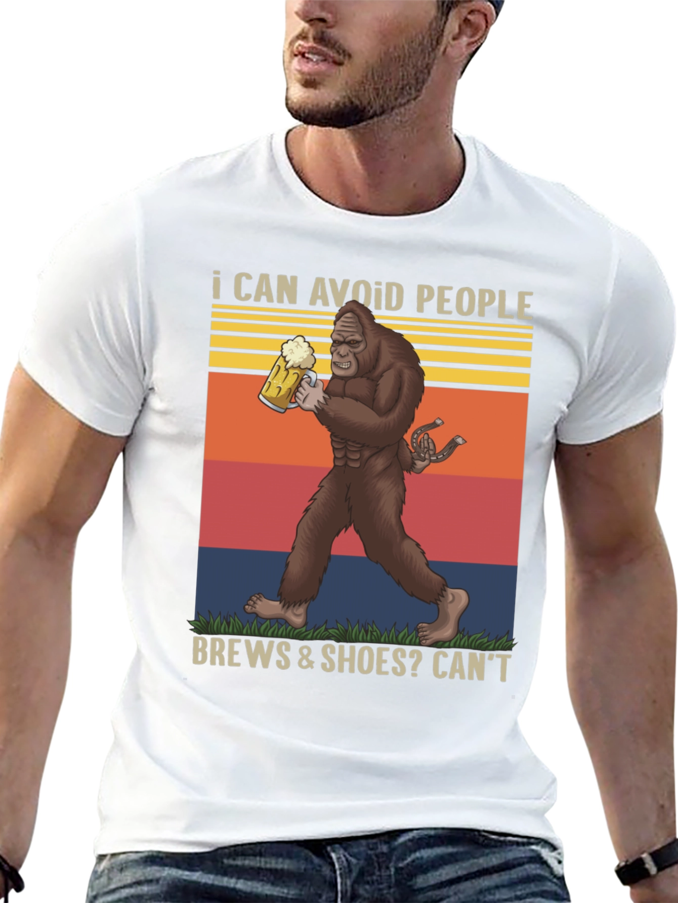 I Can Avoid People Bigfoot Beer Graphic Tee