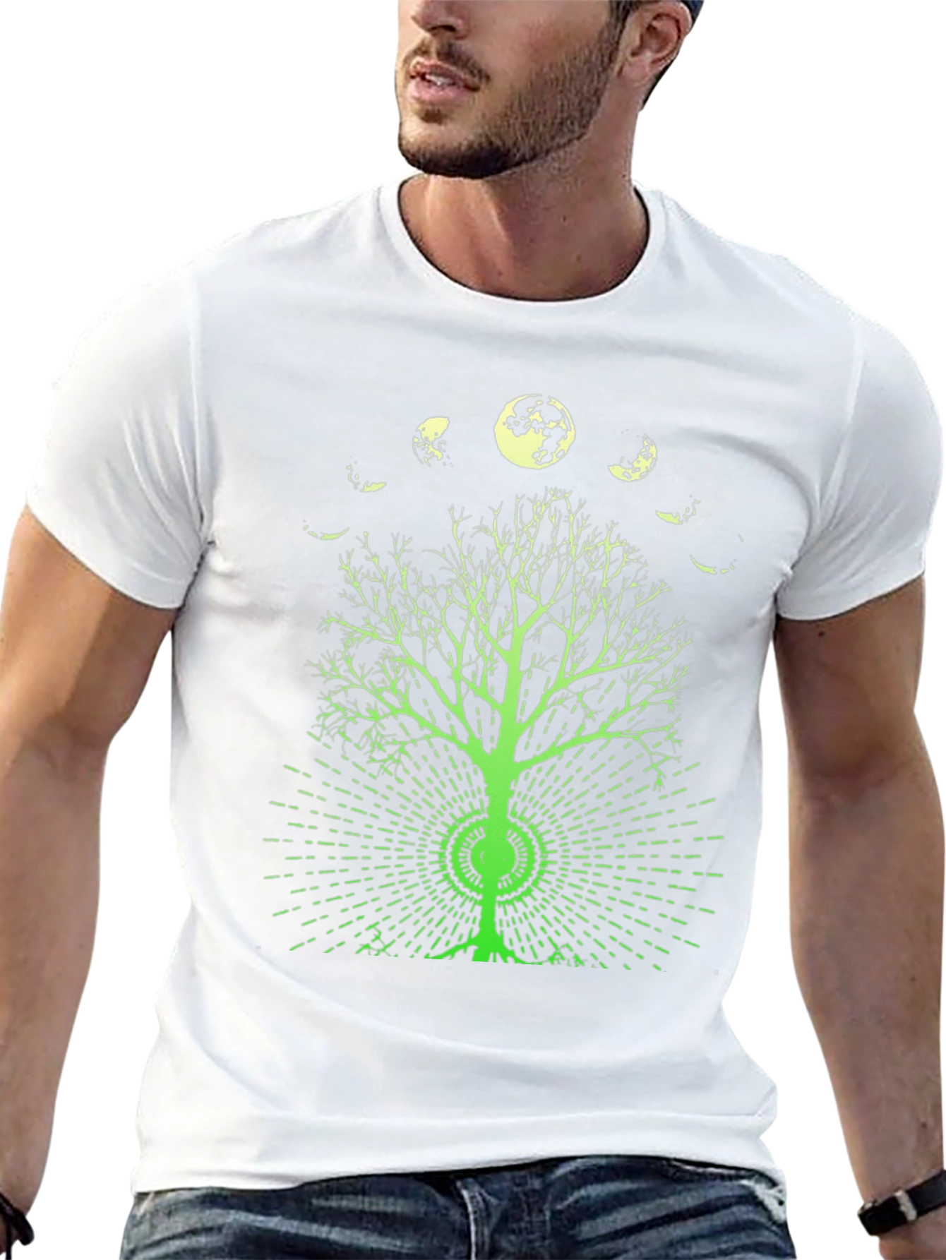Moon Phase Tree Graphic Tee - Black