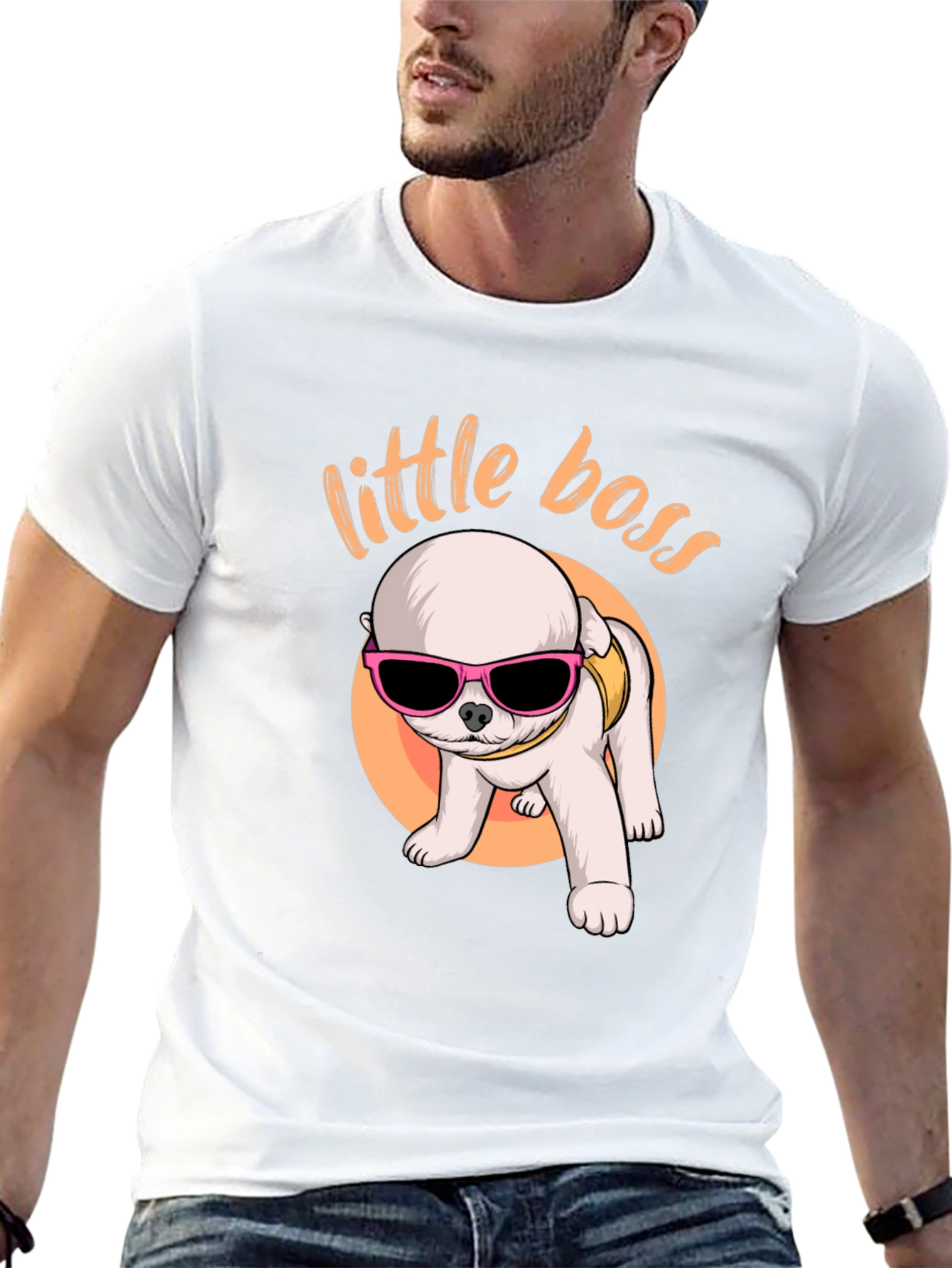 Little Boss Dog Graphic Tee - Black Cotton T-Shirt
