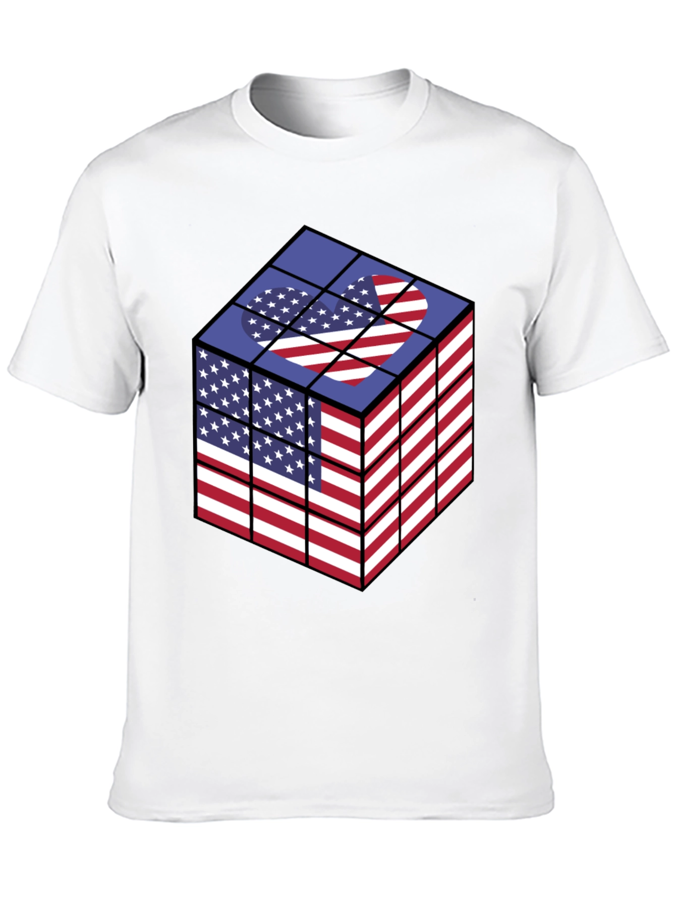 USA Flag Rubiks Cube Graphic T-Shirt