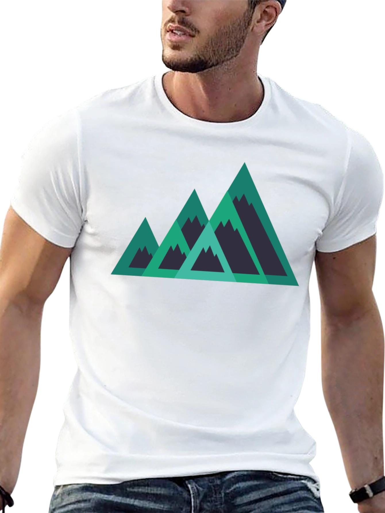 Geometric Mountain T-Shirt - Modern Minimalist Design