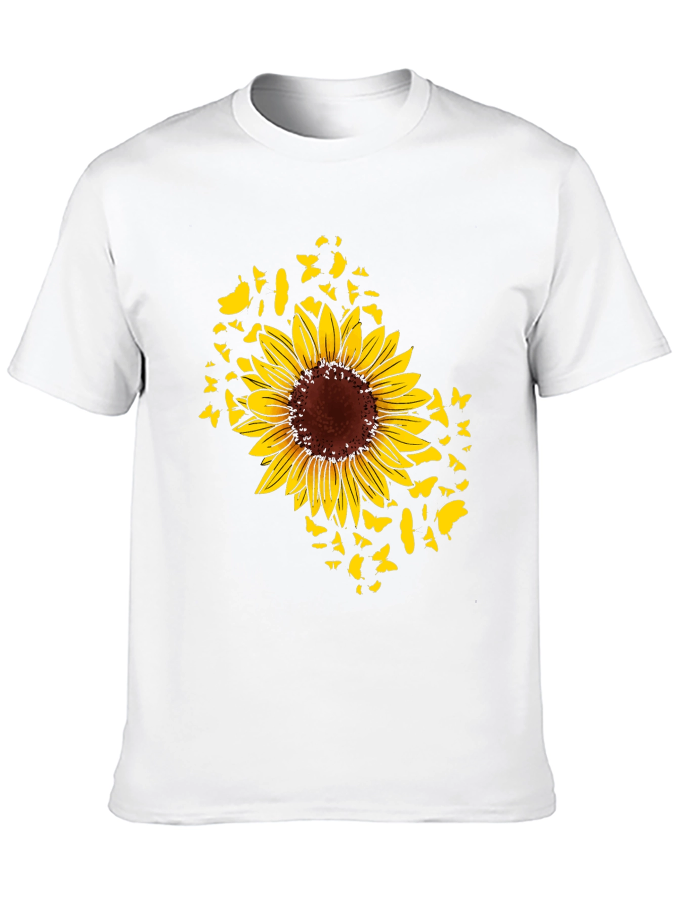 Sunflower Butterfly Graphic Black T-Shirt