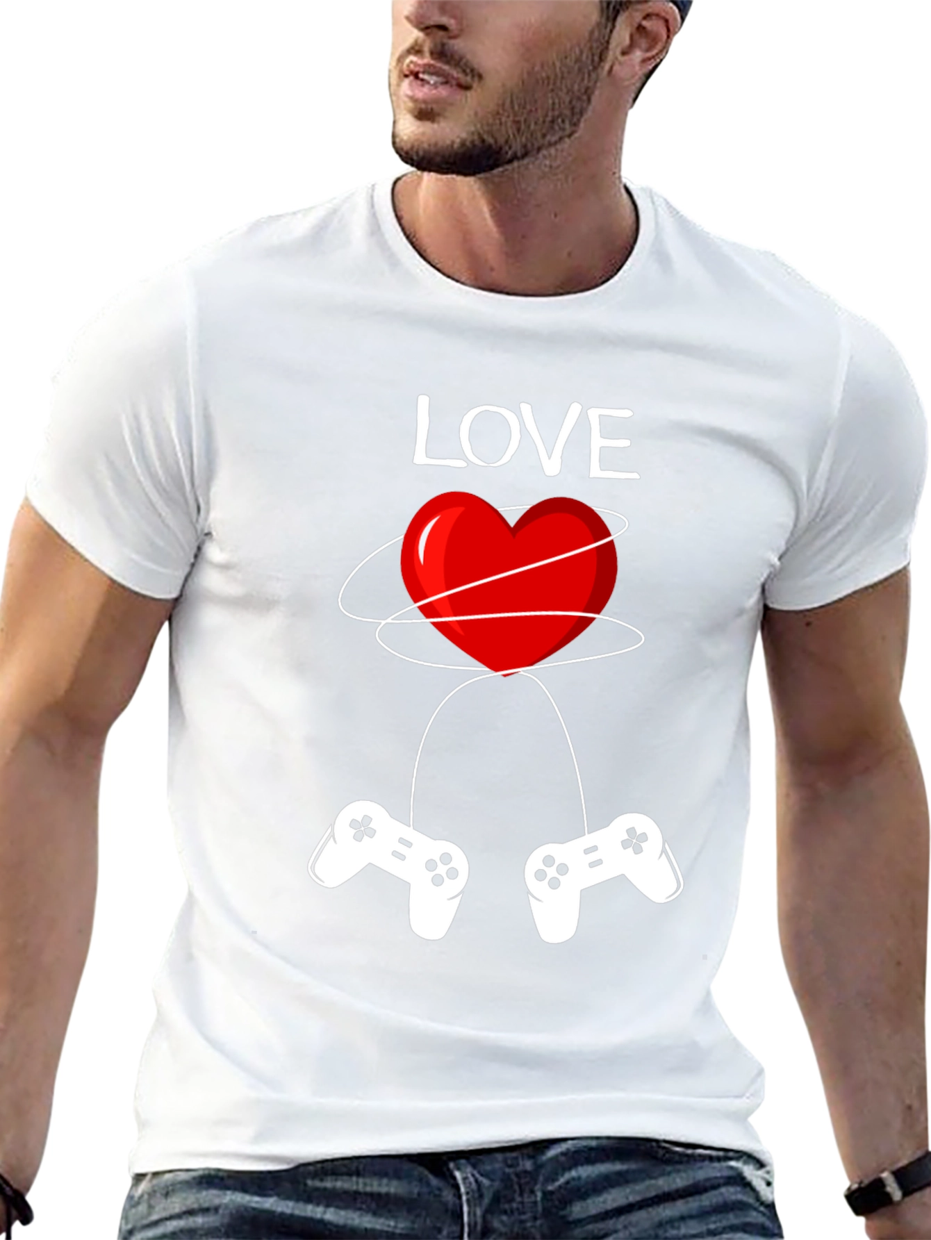 Gamer Love T-Shirt - Red Heart Design