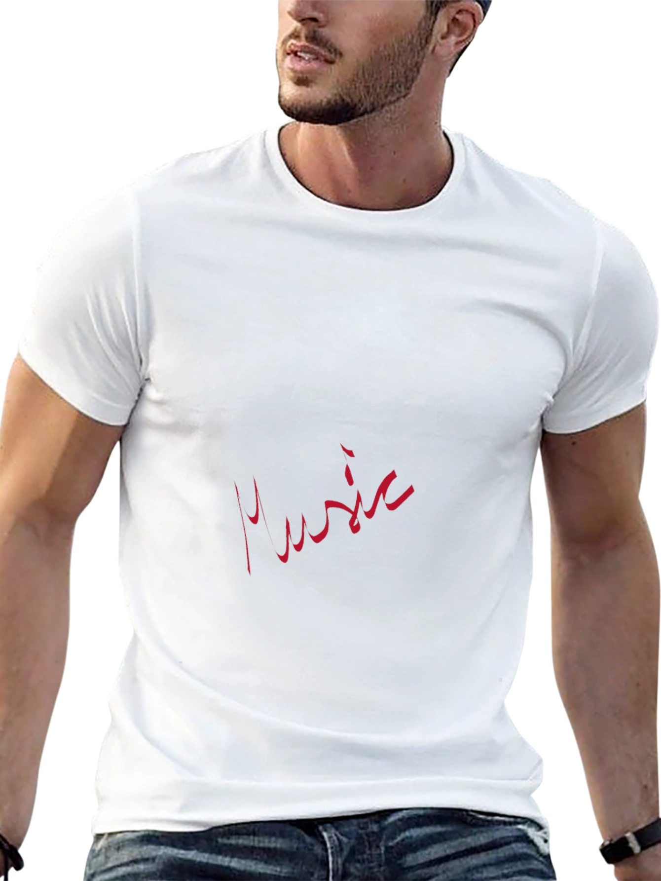 Black T-Shirt with Music Graphic