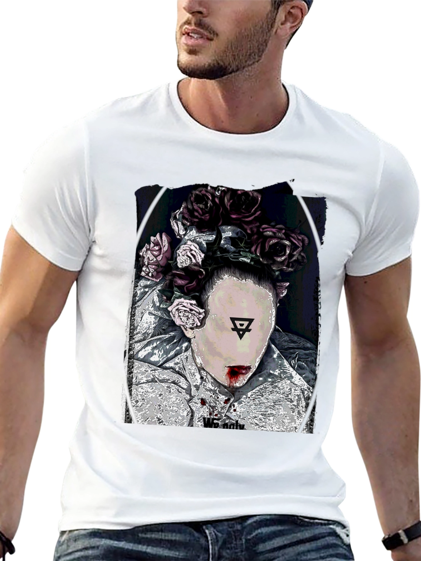 Floral Crown Graphic Black T-Shirt