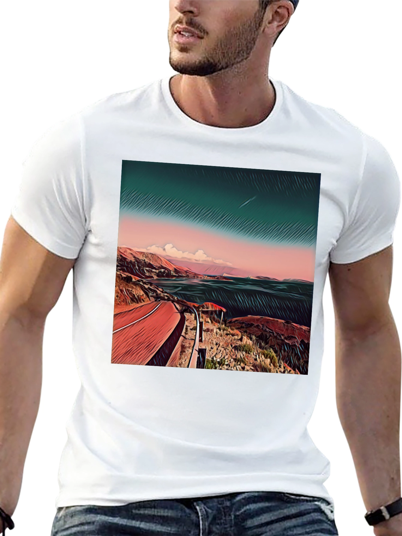 Coastal Road Graphic Tee - Mens Black T-Shirt
