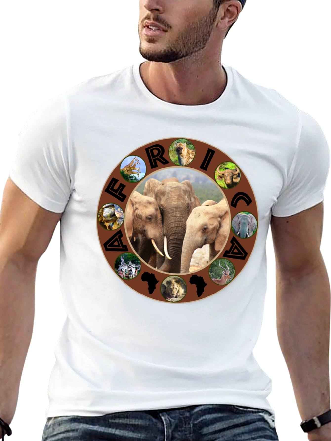 Africa Wildlife Animals Black T-Shirt