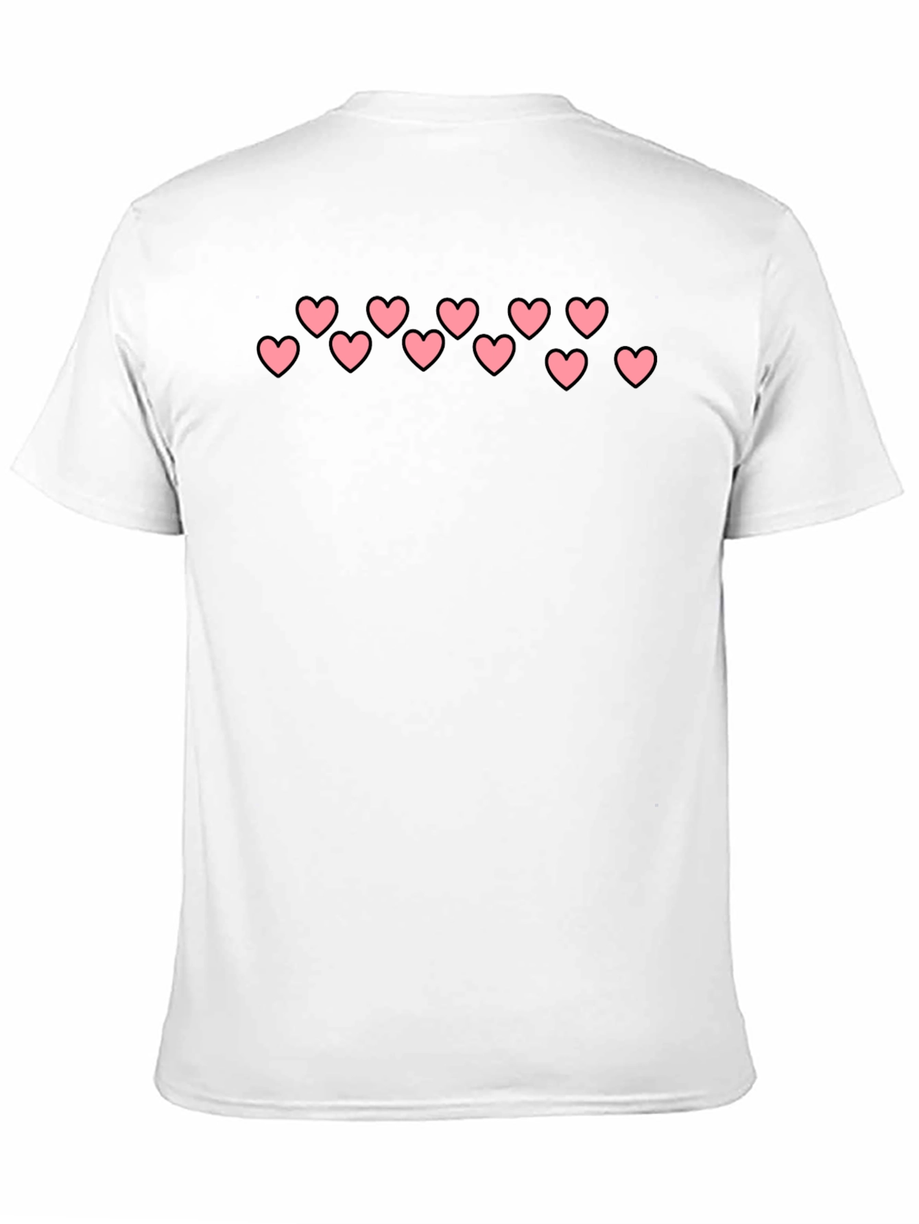 Heart Pattern Black Casual T-Shirt