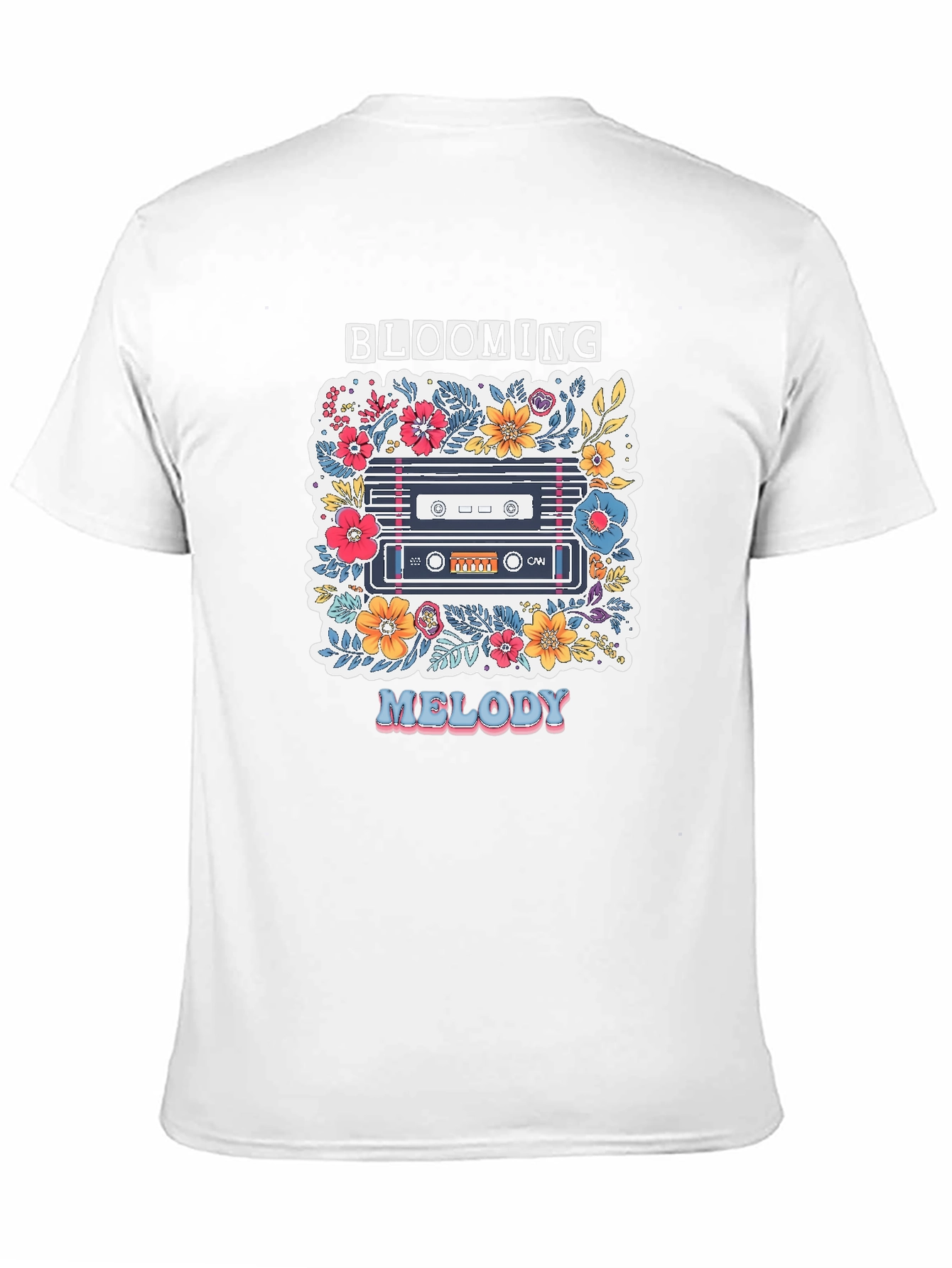 Blooming Melody Graphic Tee - Retro Cassette Tape Shirt