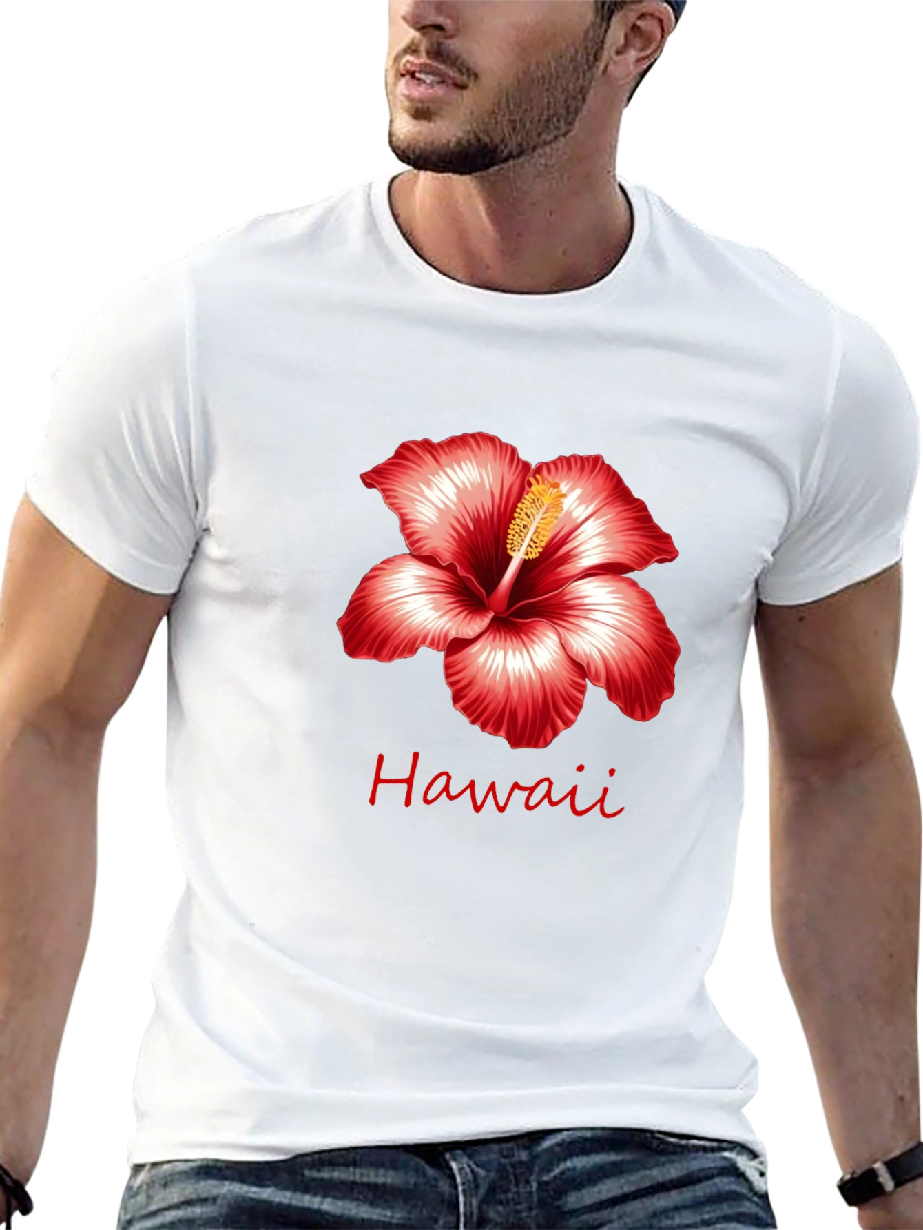 Hawaii Hibiscus Flower Black T-Shirt