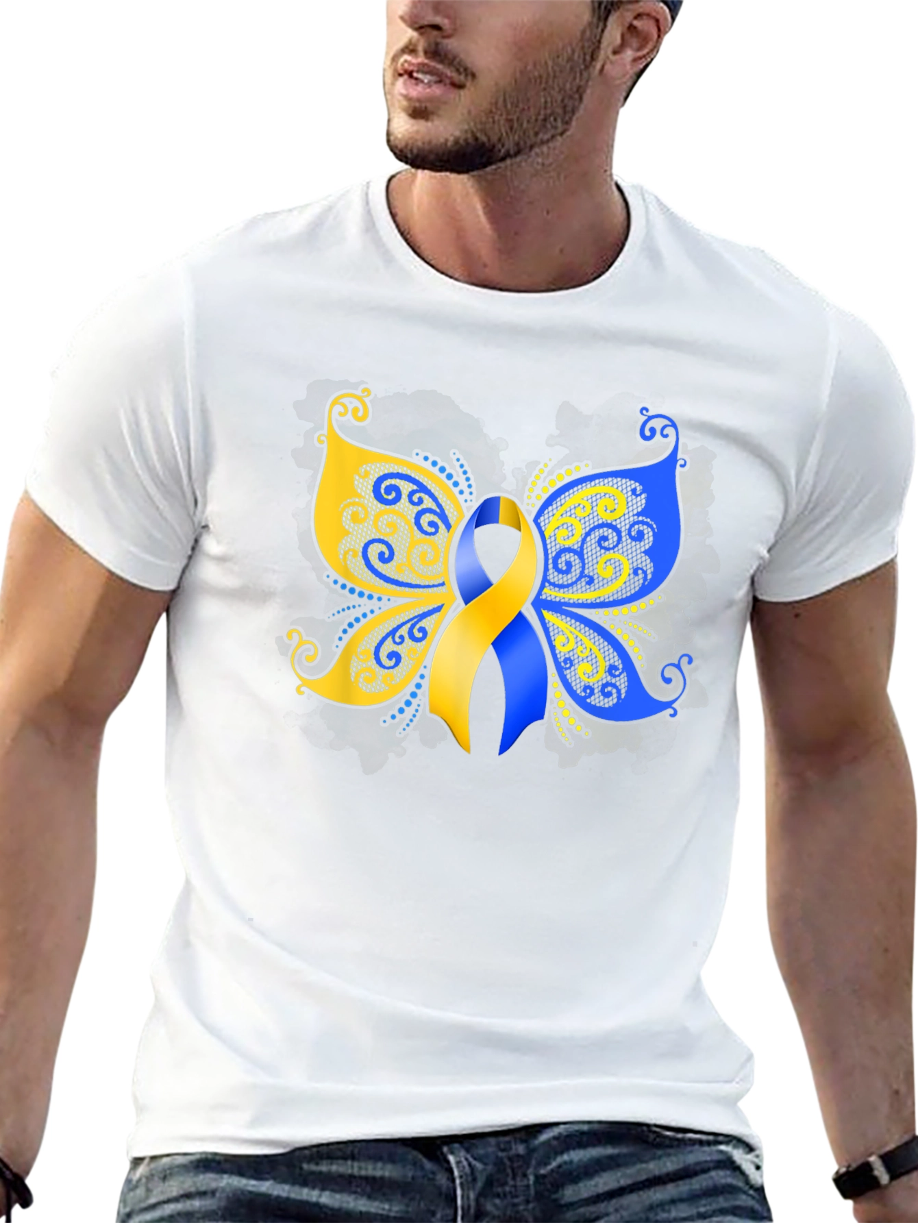 Down Syndrome Awareness T-Shirt Butterfly Ribbon