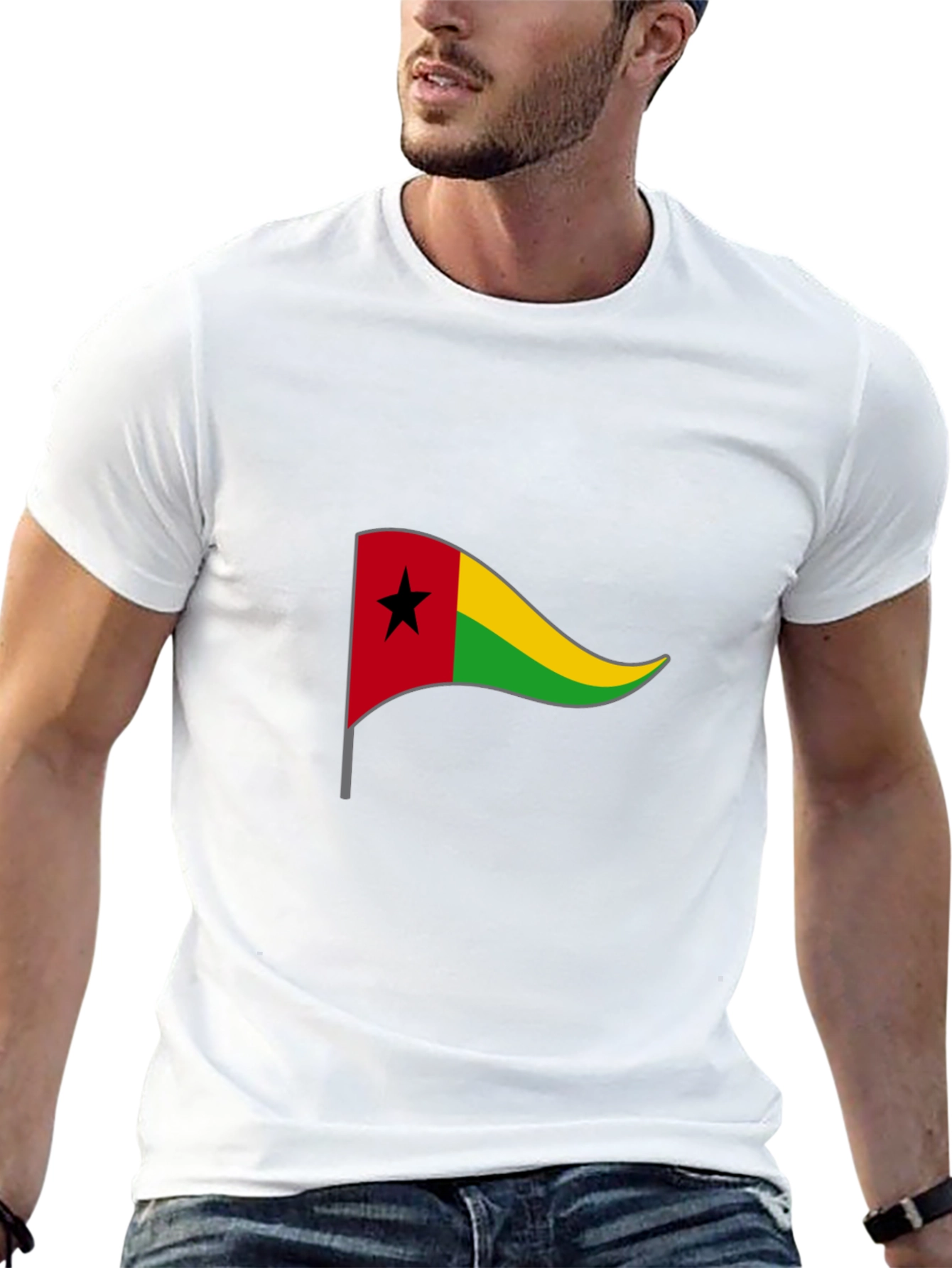 Guinea-Bissau Flag Graphic Black Tee