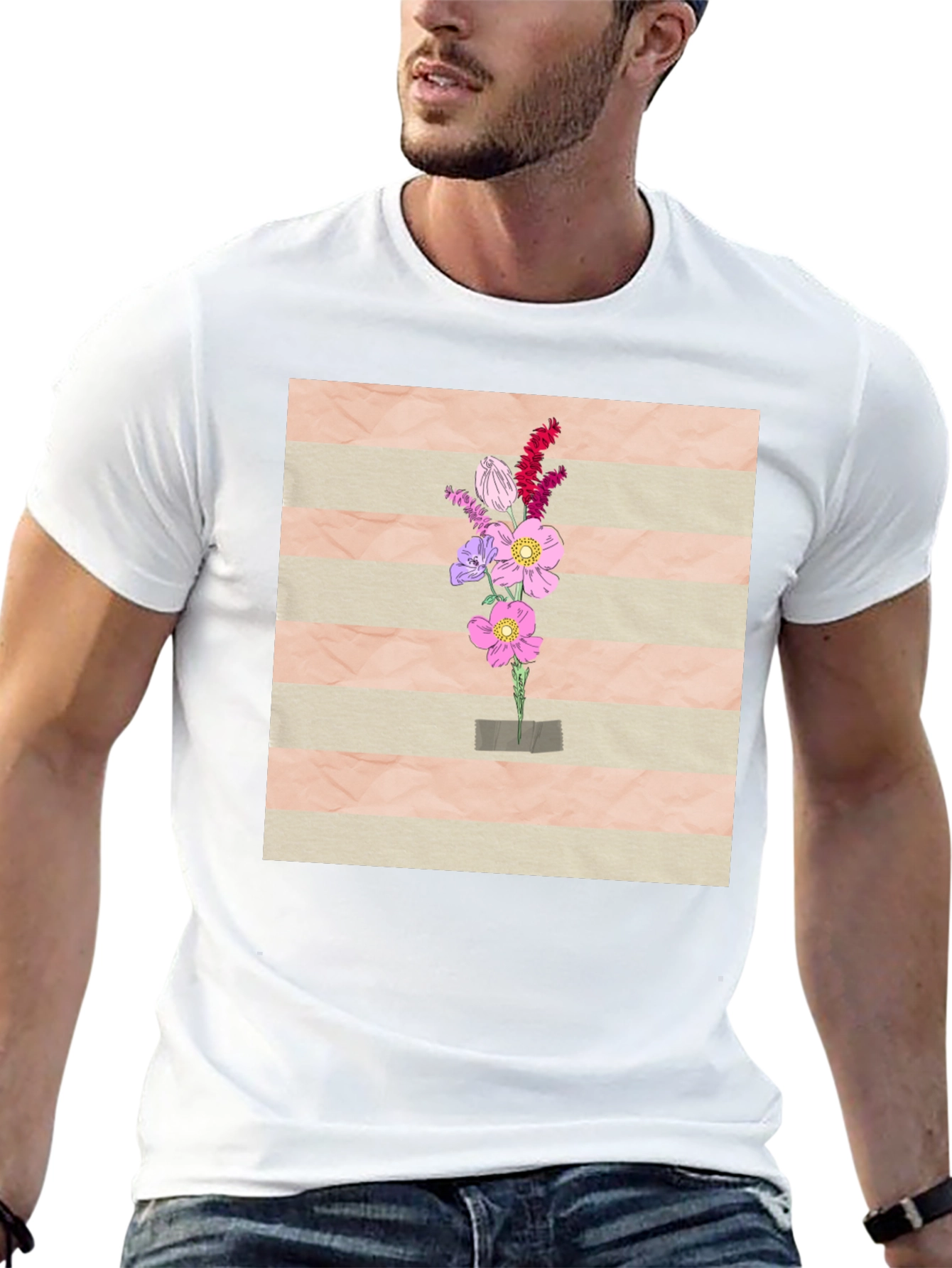 Floral Bouquet Graphic Tee - Artistic Design