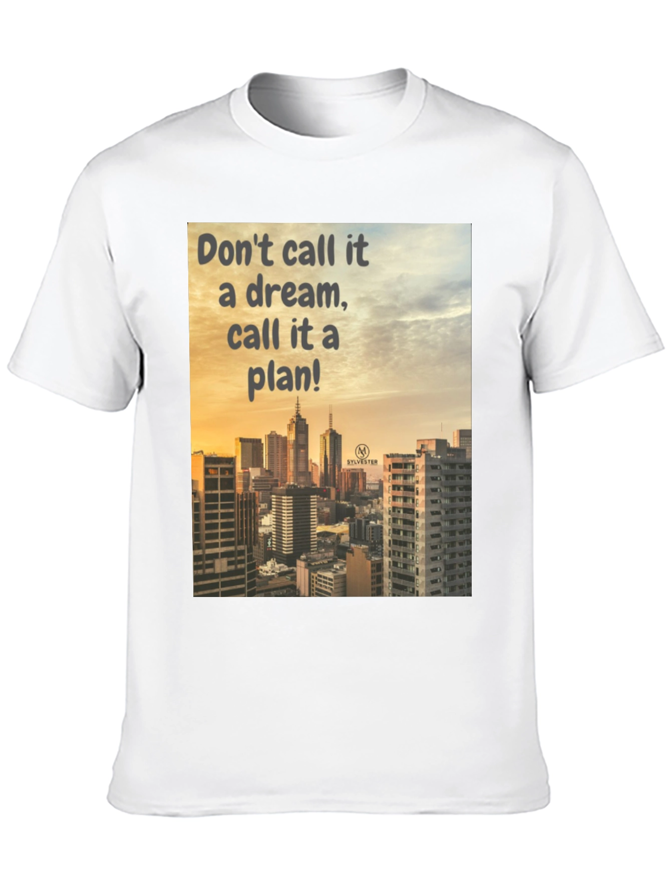 Dream to Plan Black T-Shirt: Cityscape Motivation