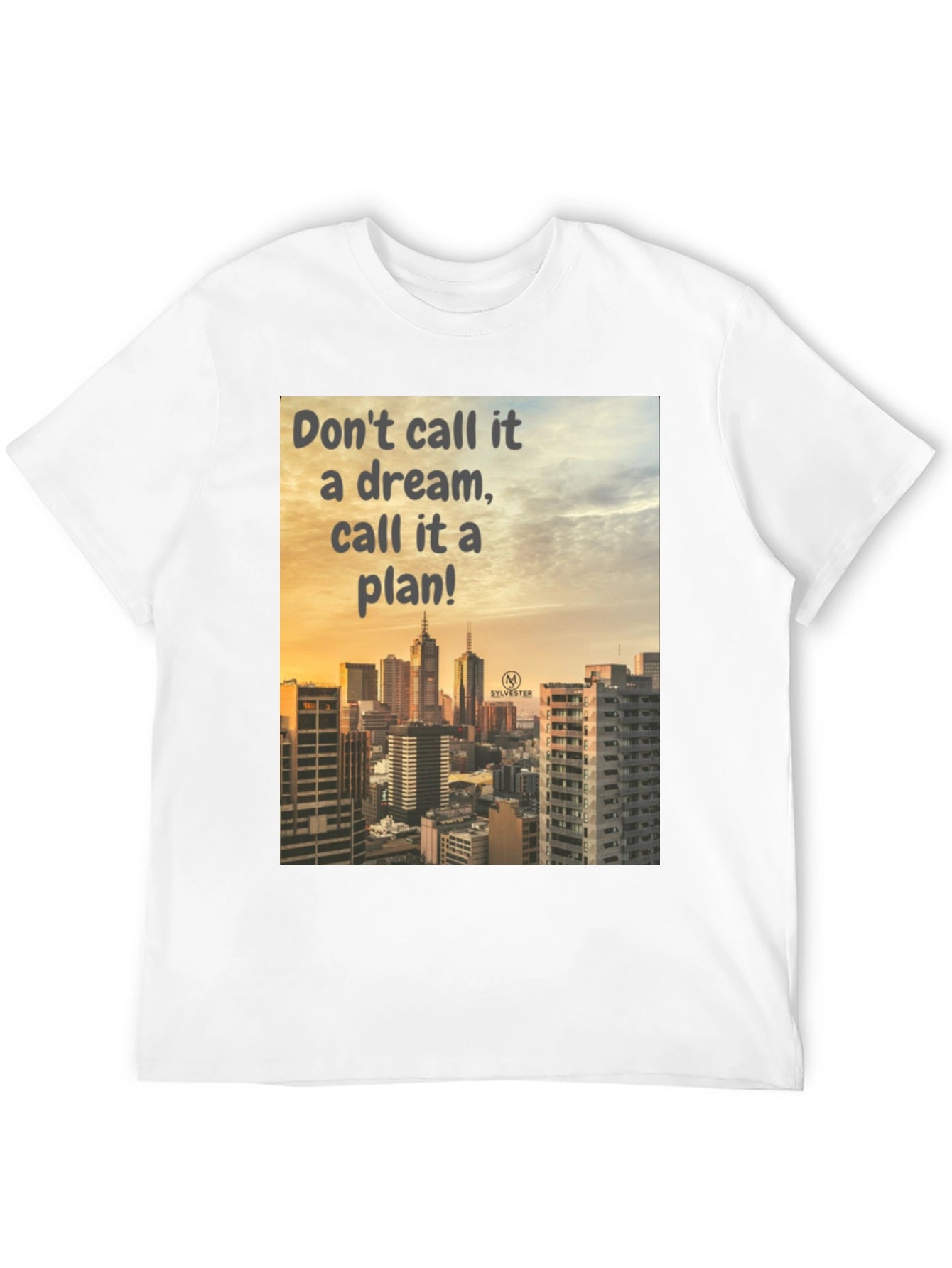 Dream to Plan Black T-Shirt: Cityscape Motivation