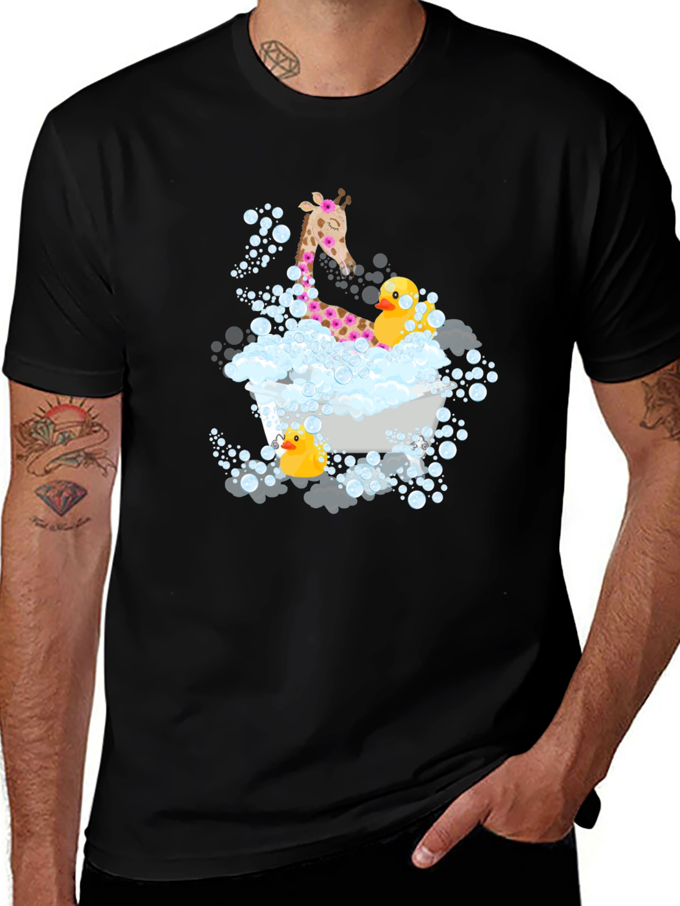 Giraffe & Ducks in Tub T-Shirt