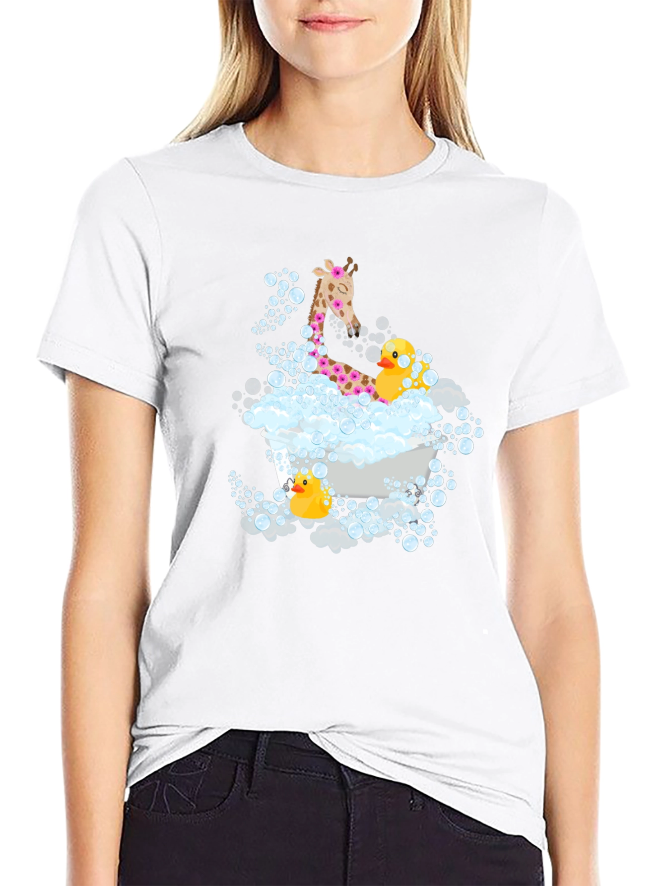 Giraffe & Ducks in Tub T-Shirt