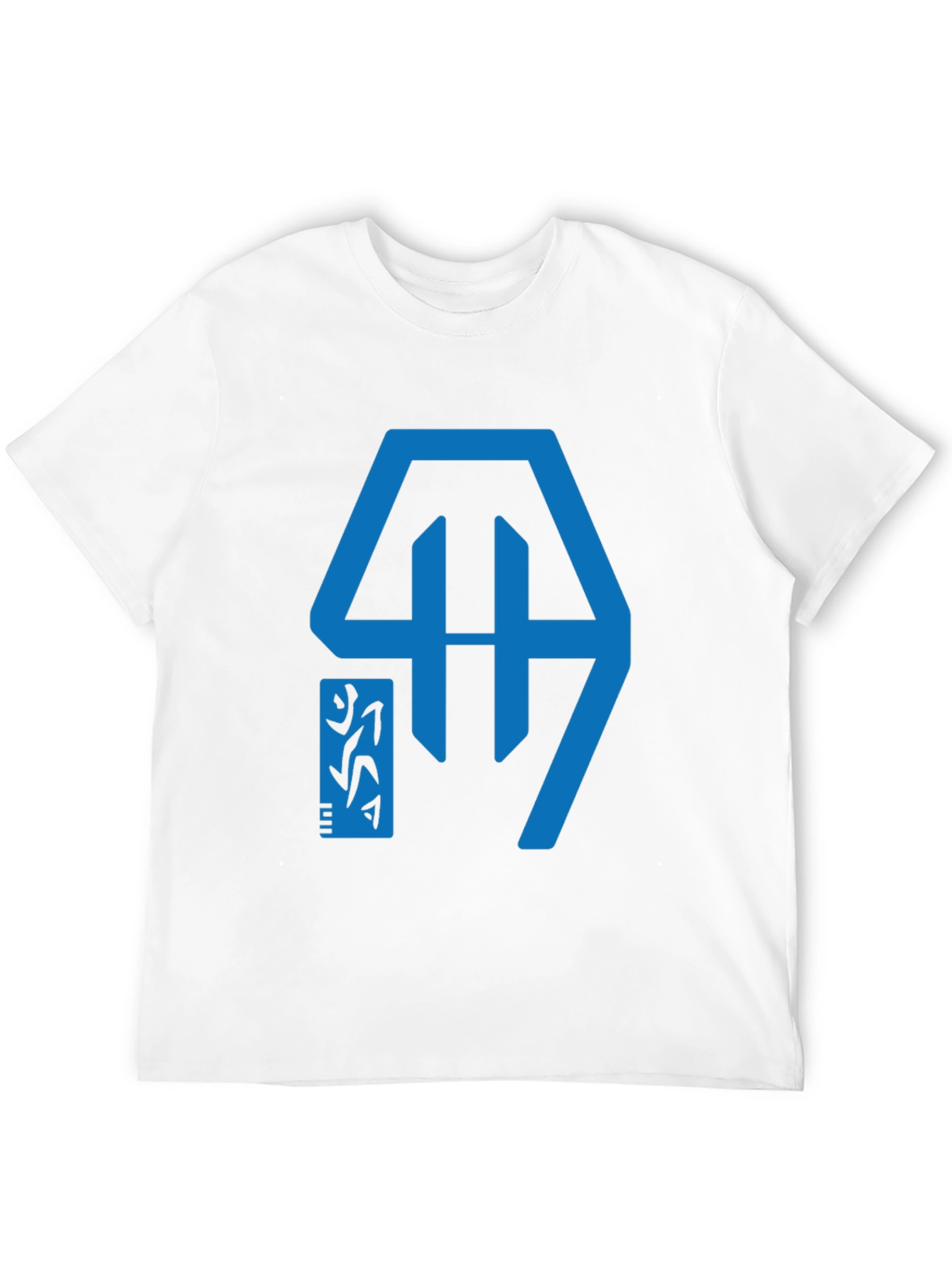 Geometric Graphic Tee - Modern Blue Design