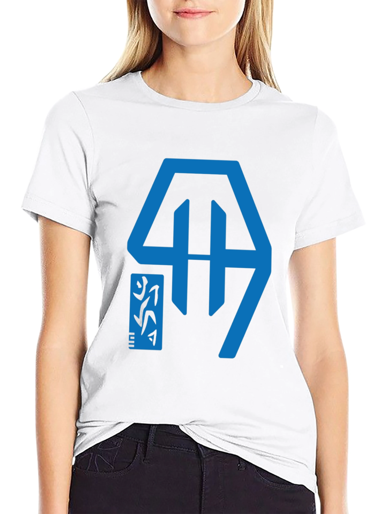 Geometric Graphic Tee - Modern Blue Design