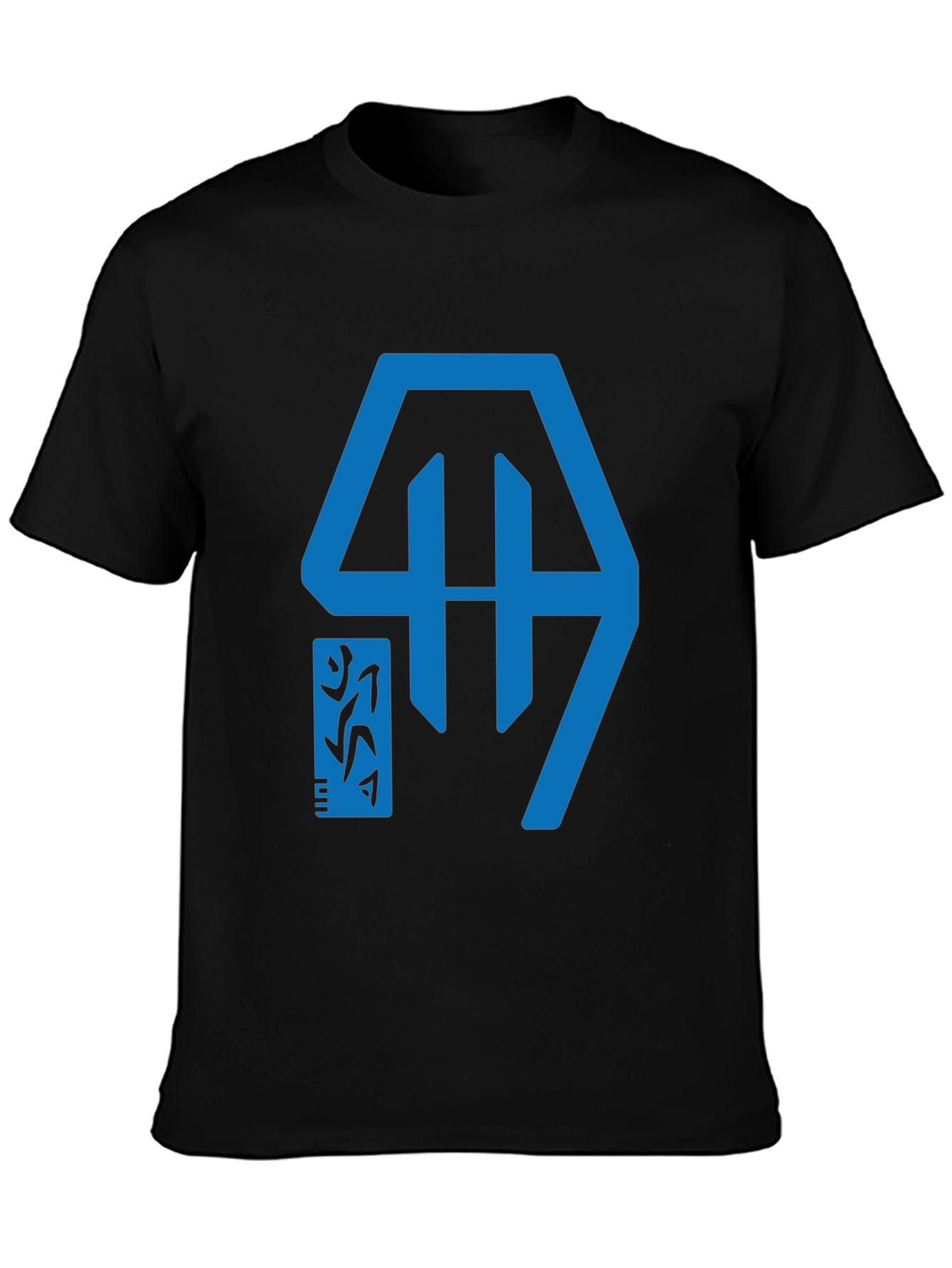 Geometric Graphic Tee - Modern Blue Design