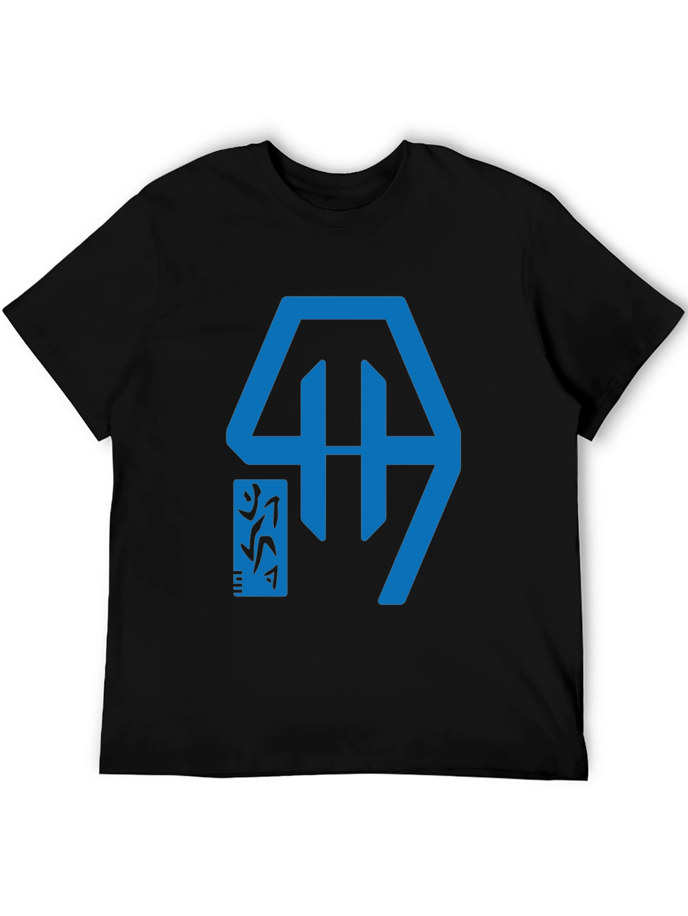 Geometric Graphic Tee - Modern Blue Design