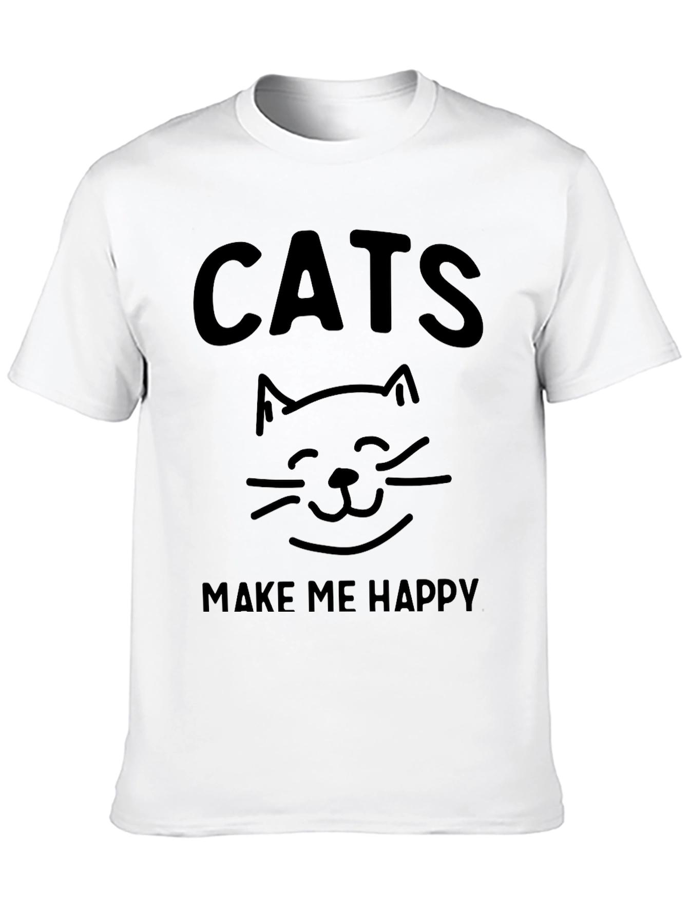 Cats Make Me Happy Graphic Tee - Black